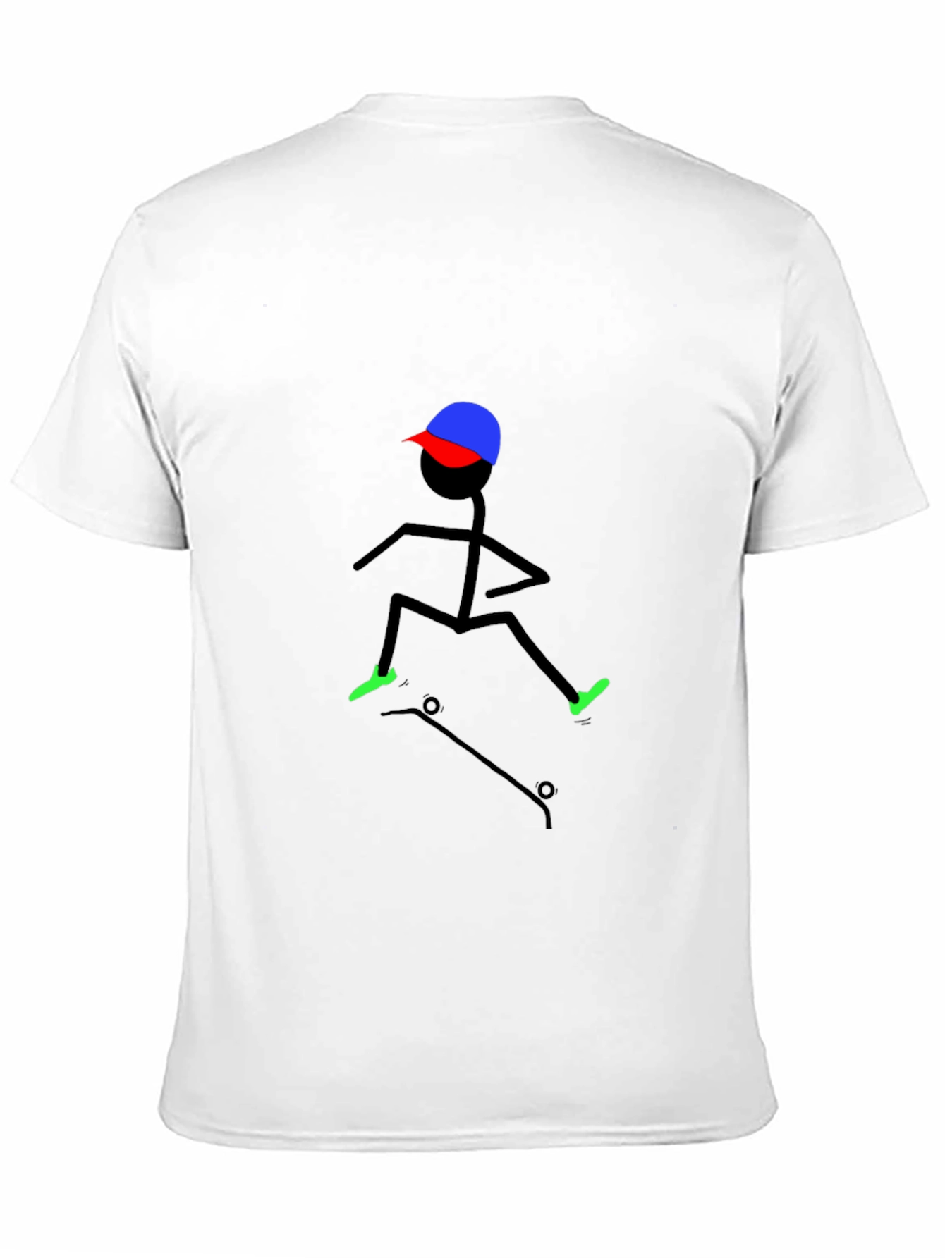 Skateboarding Stick Figure Tee - Cool Black T-Shirt