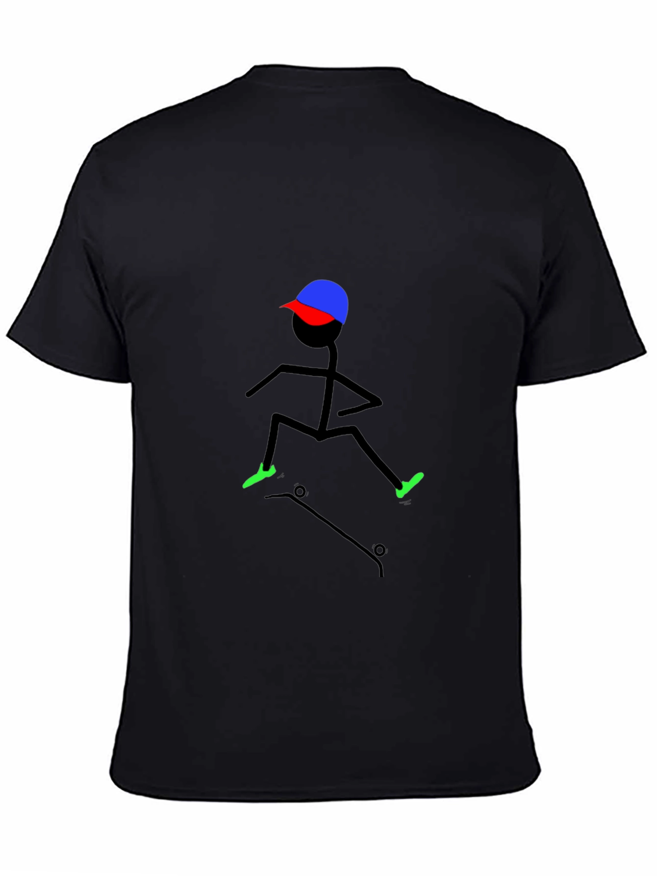 Skateboarding Stick Figure Tee - Cool Black T-Shirt