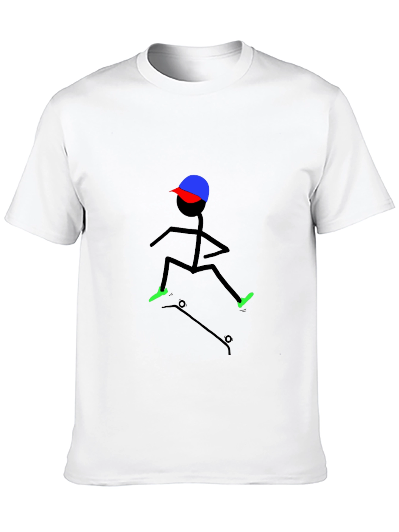 Skateboarding Stick Figure Tee - Cool Black T-Shirt