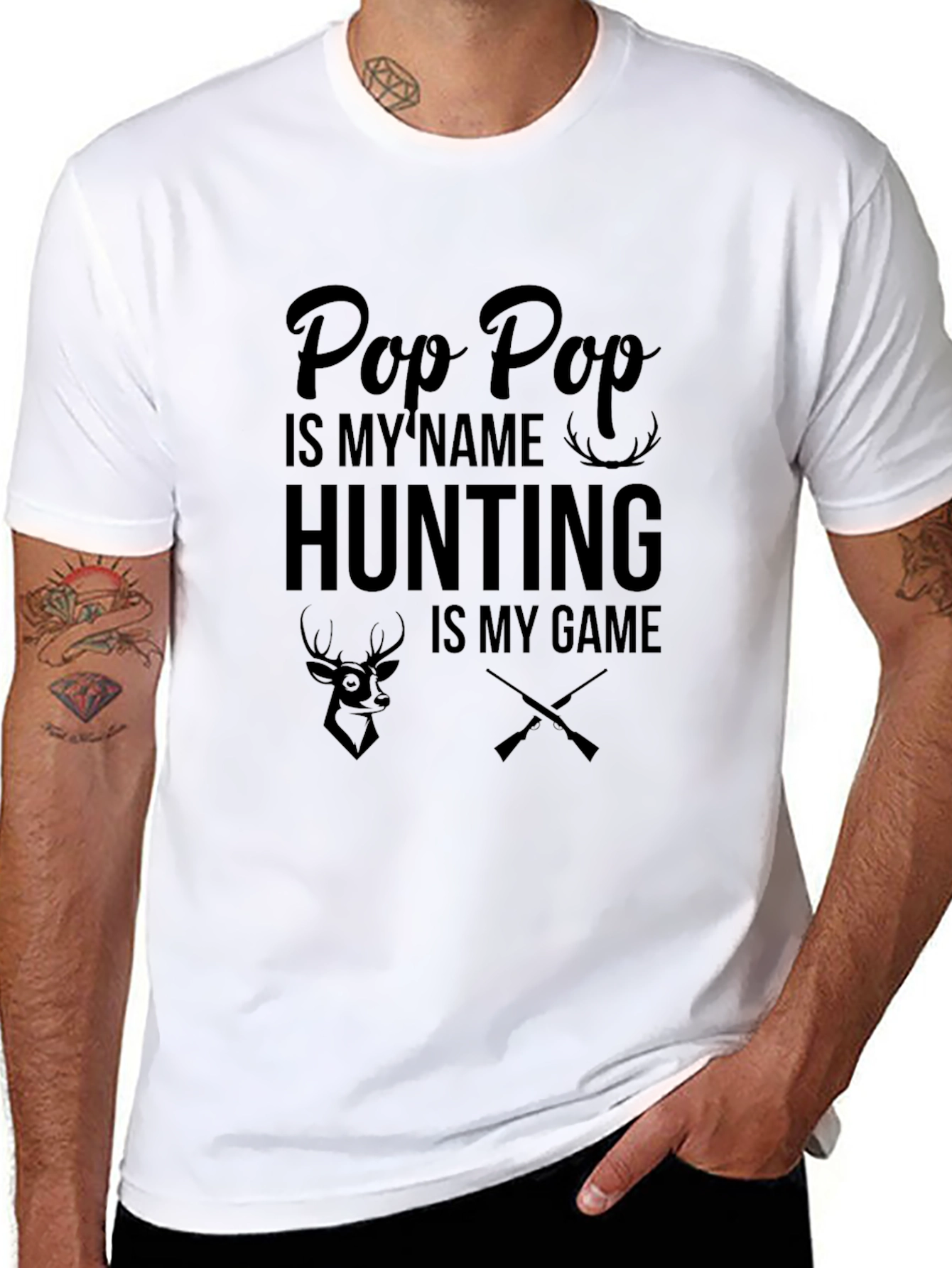 Pop Pop Hunting T-Shirt - Black Graphic Tee