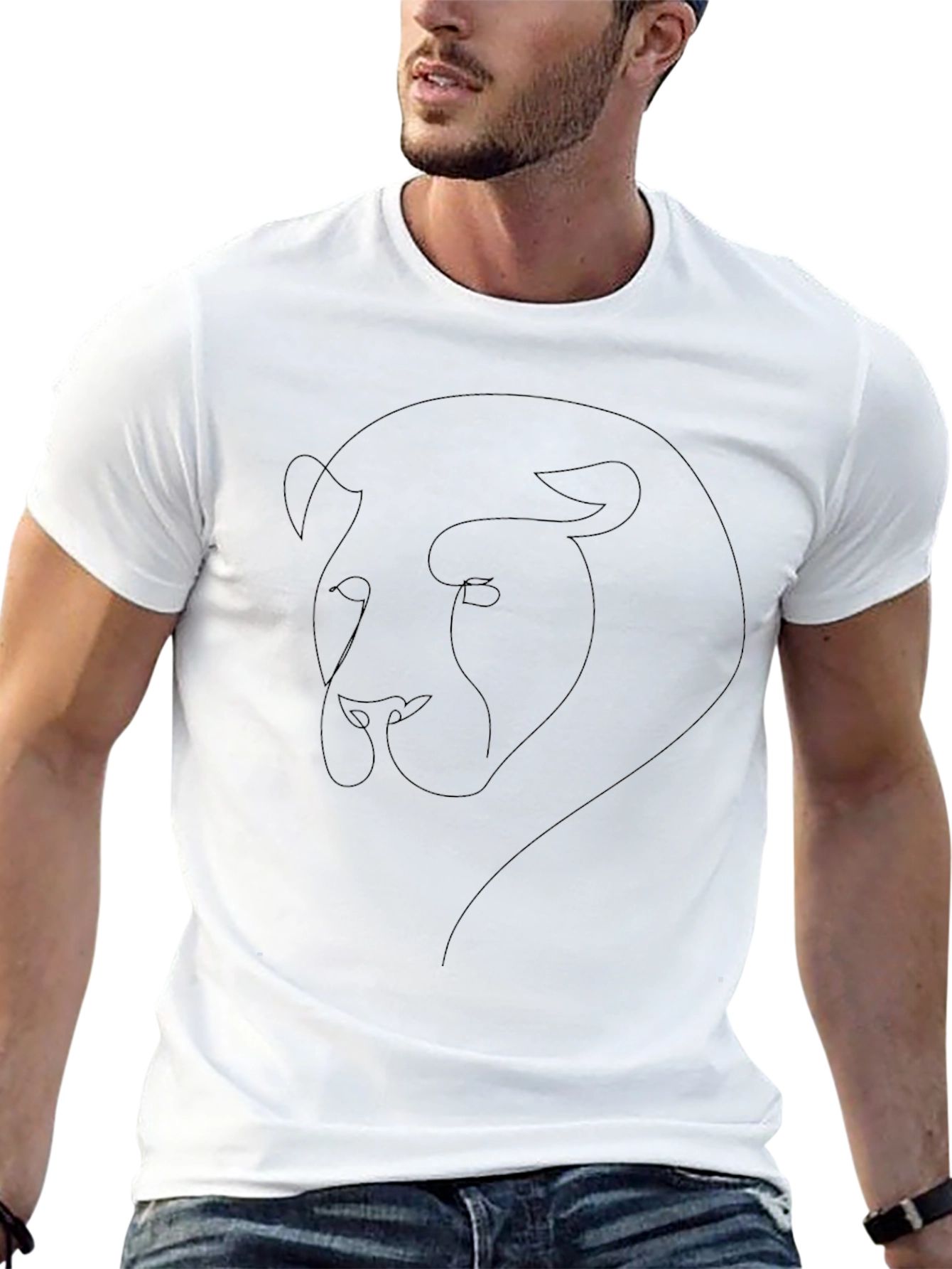 Minimalist Lion Graphic Black T-Shirt