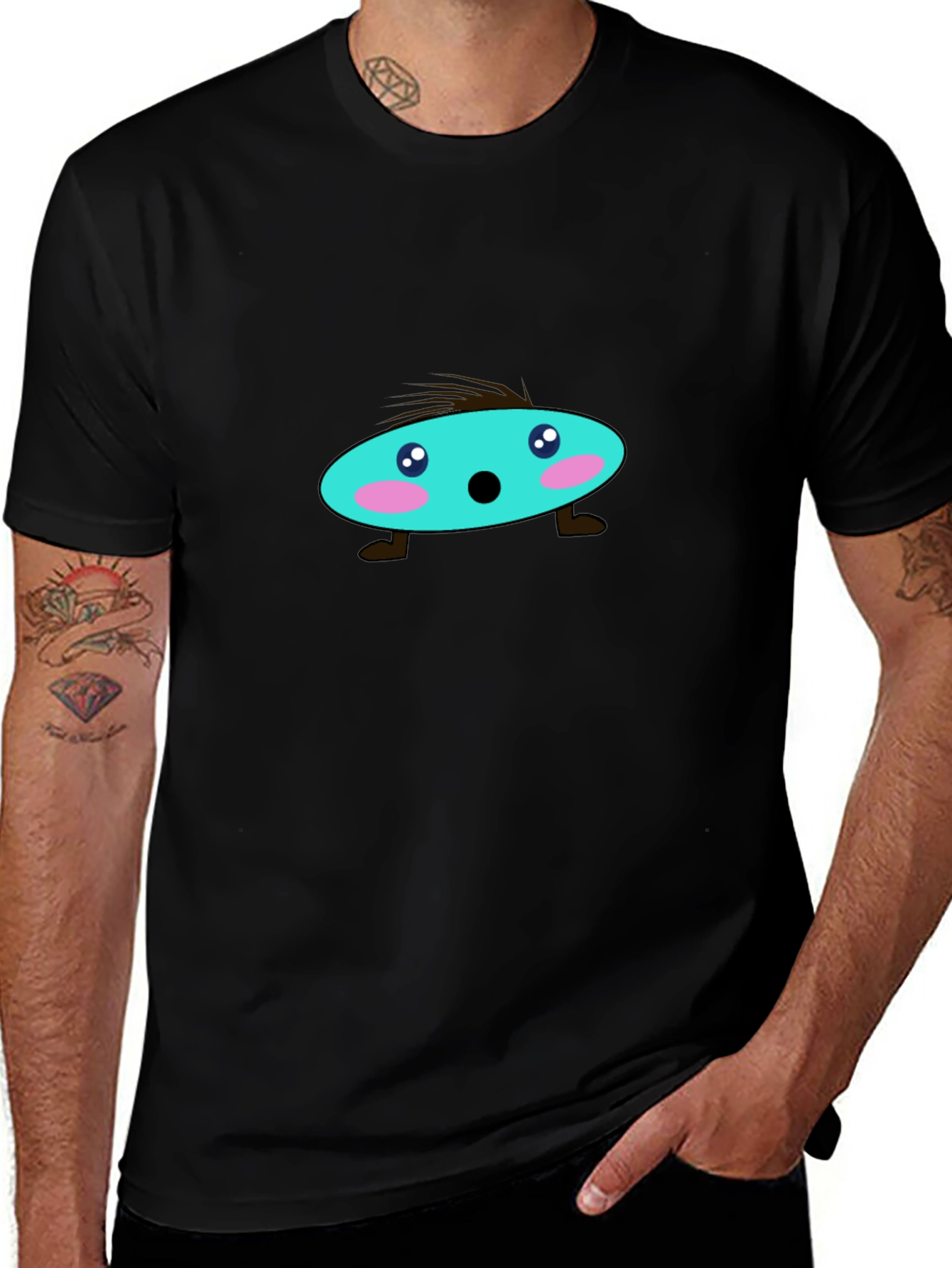 Funky Character Graphic Black T-Shirt