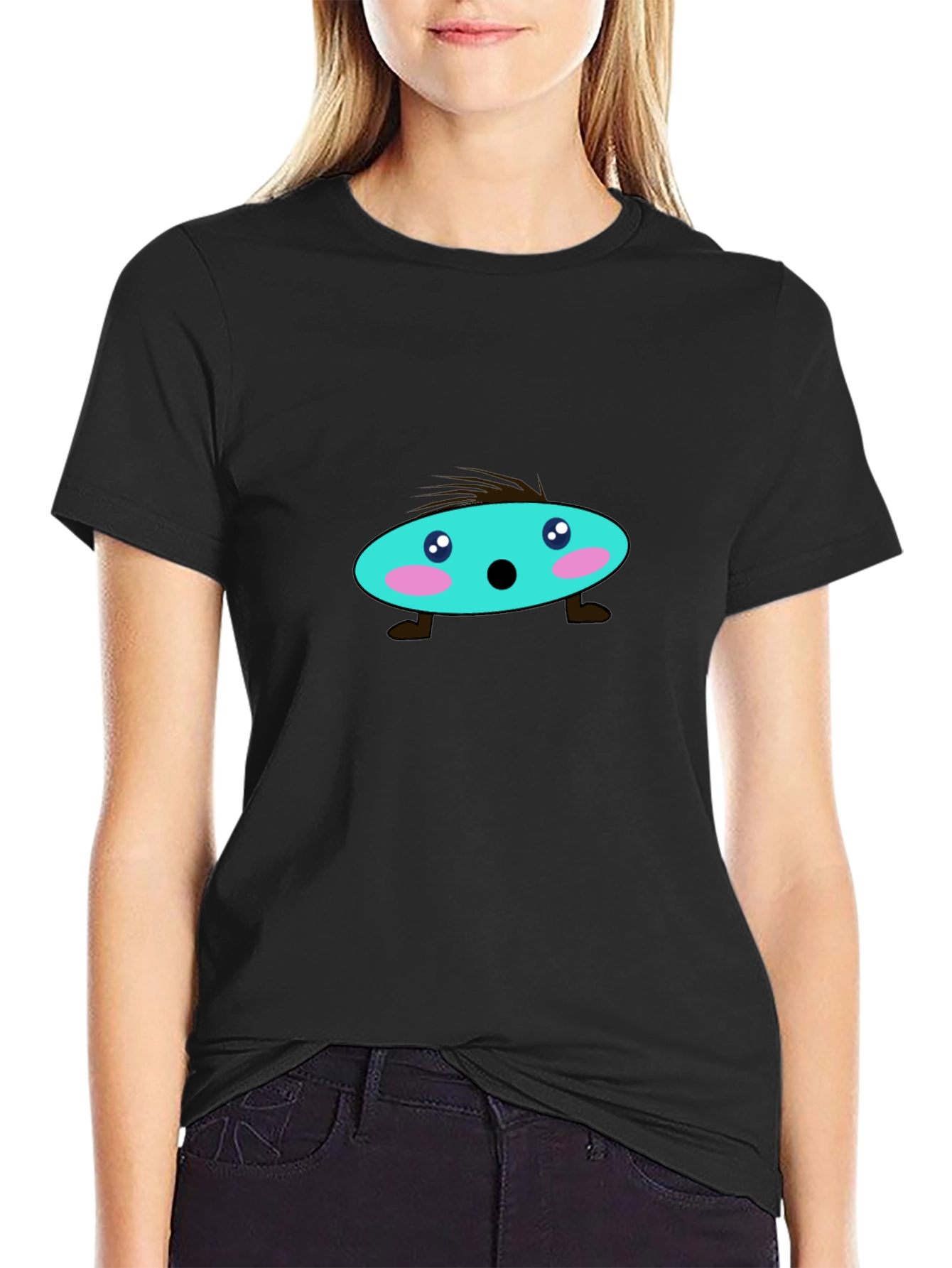 Funky Character Graphic Black T-Shirt