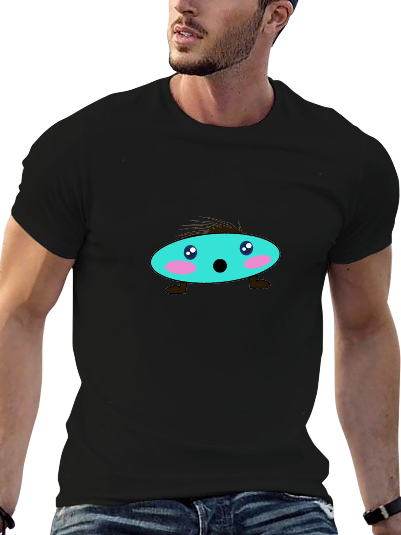 Funky Character Graphic Black T-Shirt
