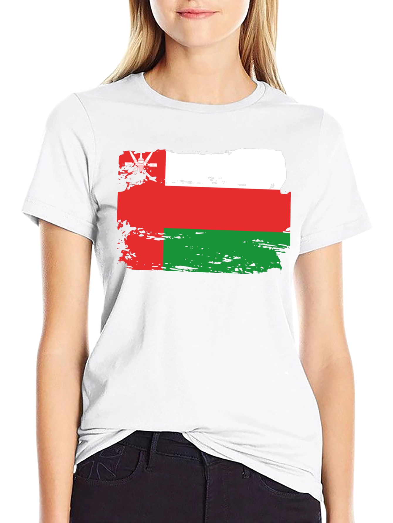 Oman Flag T-Shirt: Distressed Style Tee