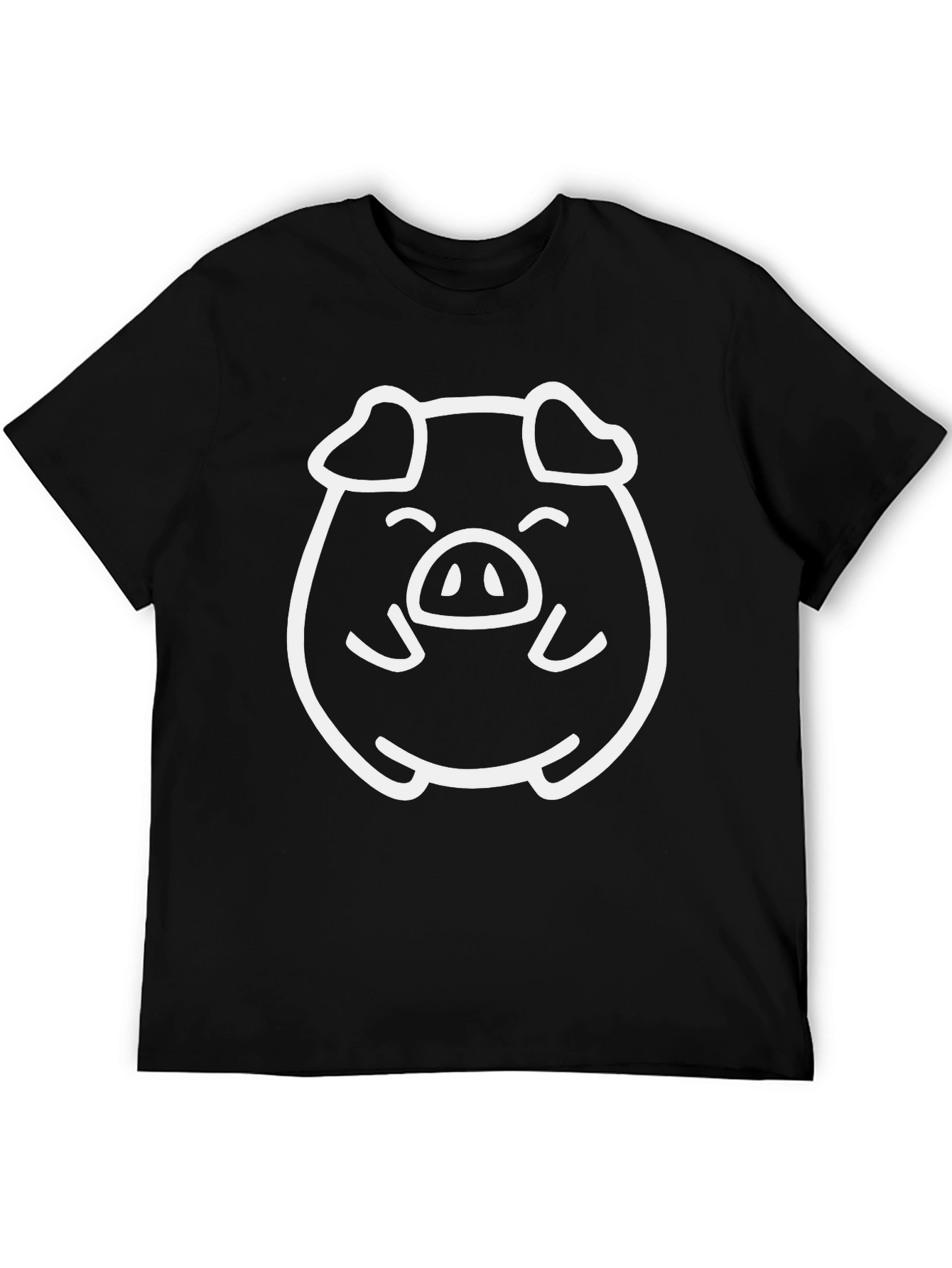 Cute Pig Graphic T-Shirt - Black Cotton Tee