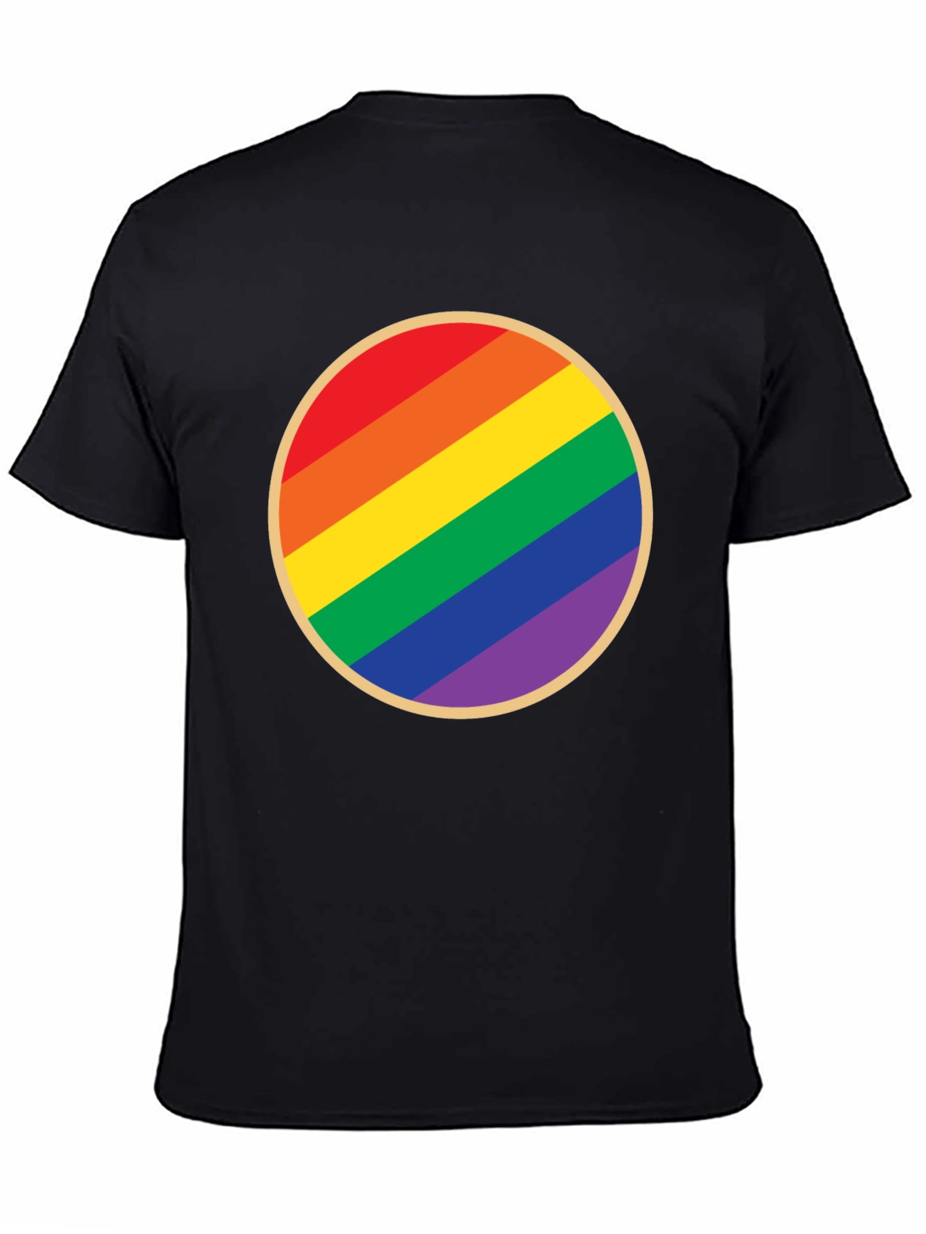 Pride Rainbow Circle Graphic Tee - Black Cotton T-Shirt