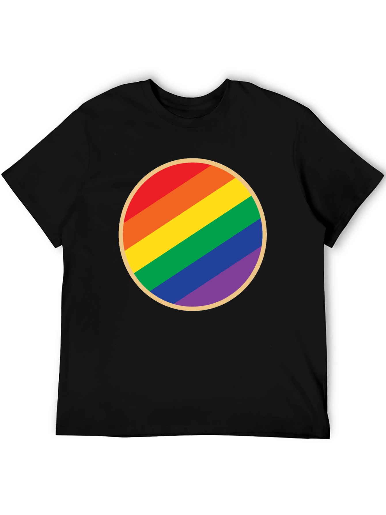 Pride Rainbow Circle Graphic Tee - Black Cotton T-Shirt