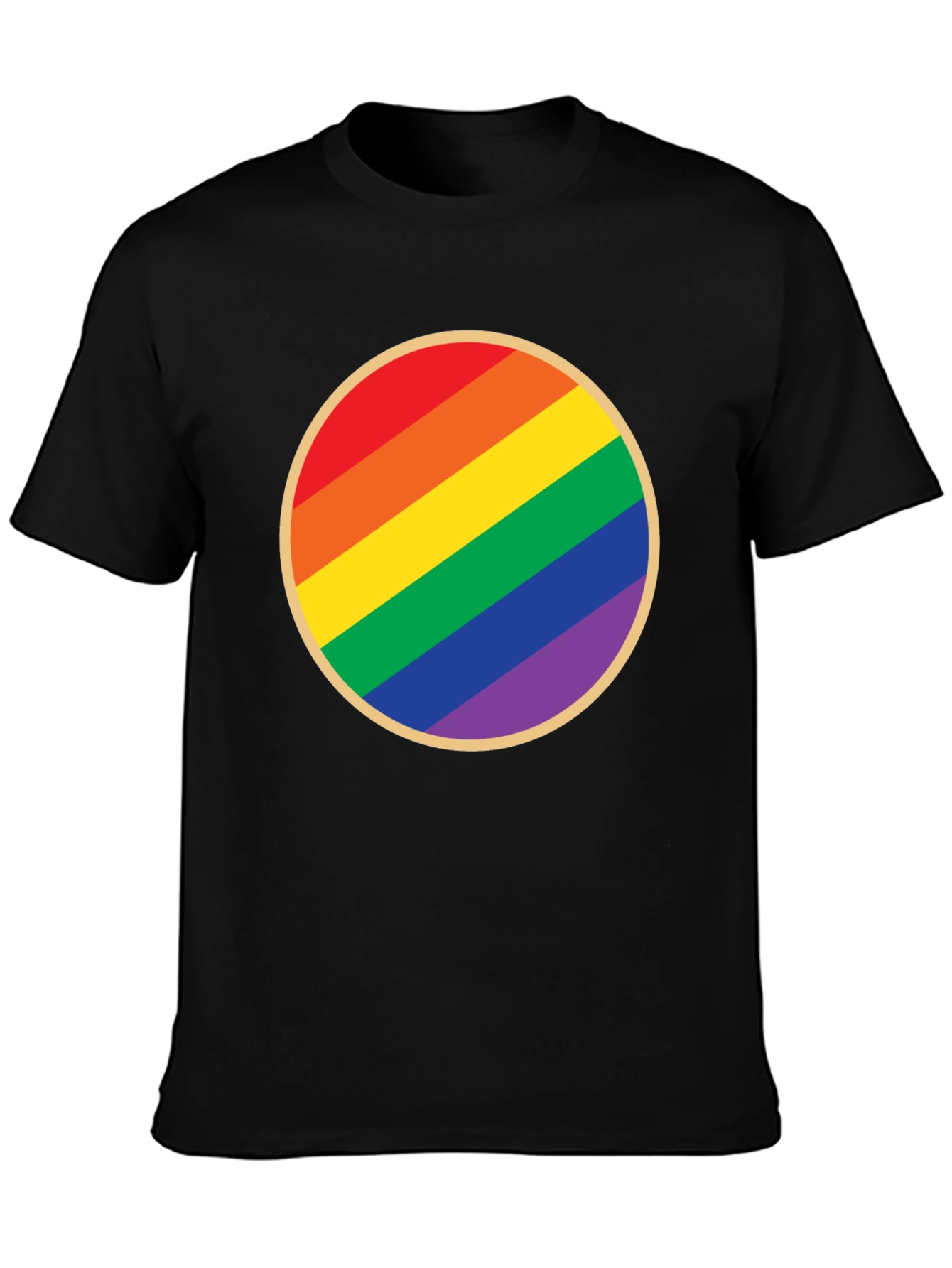Pride Rainbow Circle Graphic Tee - Black Cotton T-Shirt