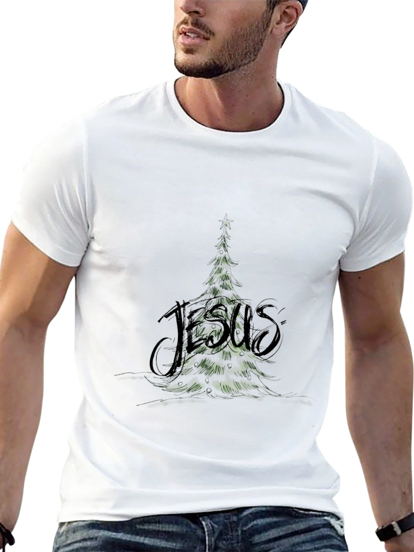 Jesus Christmas Tree Graphic T-Shirt