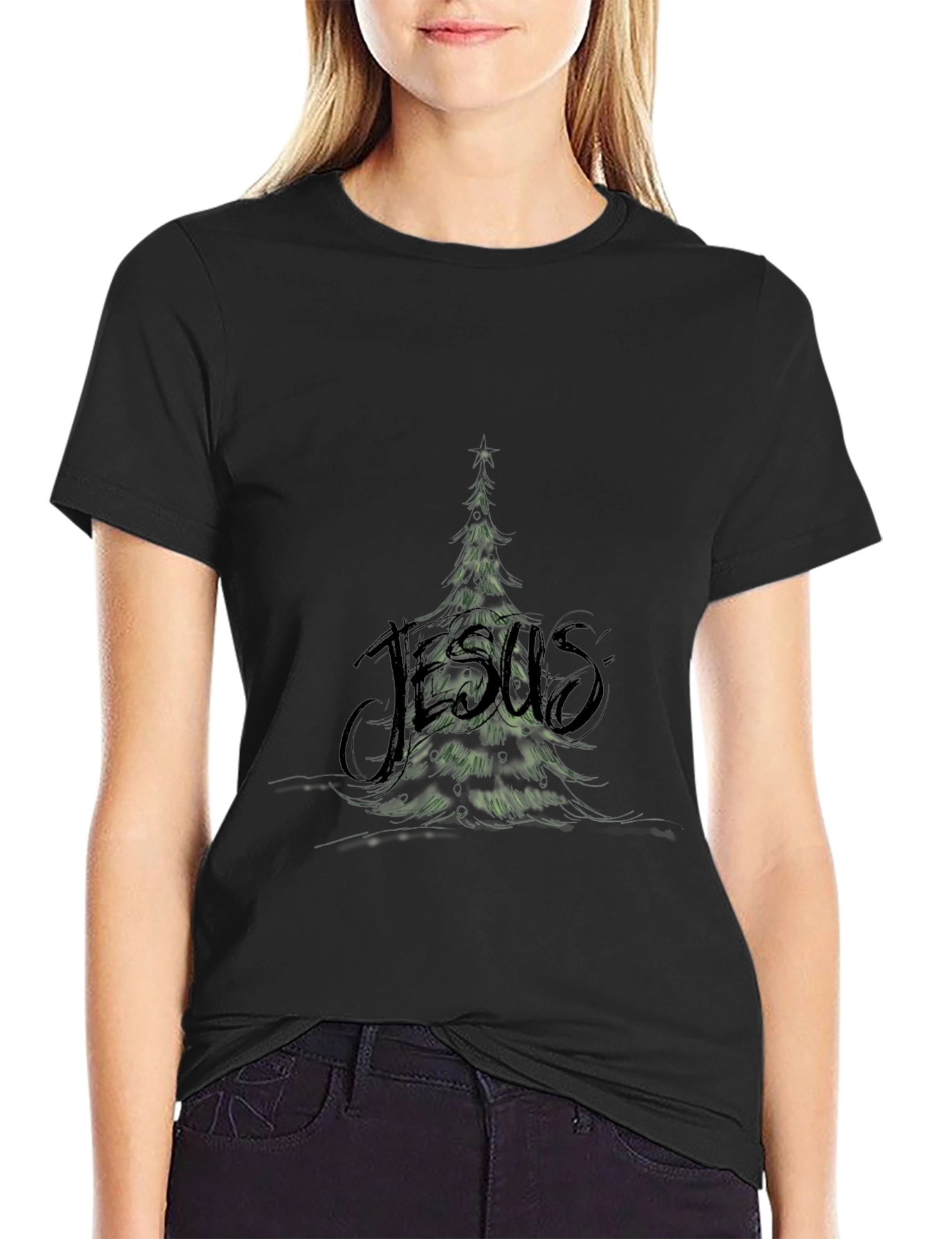 Jesus Christmas Tree Graphic T-Shirt