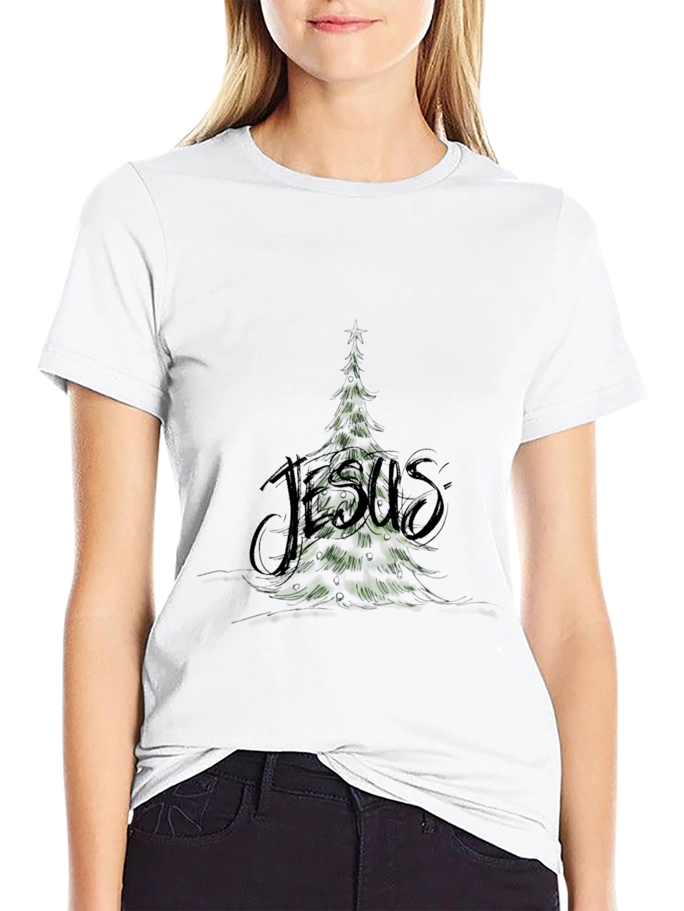 Jesus Christmas Tree Graphic T-Shirt