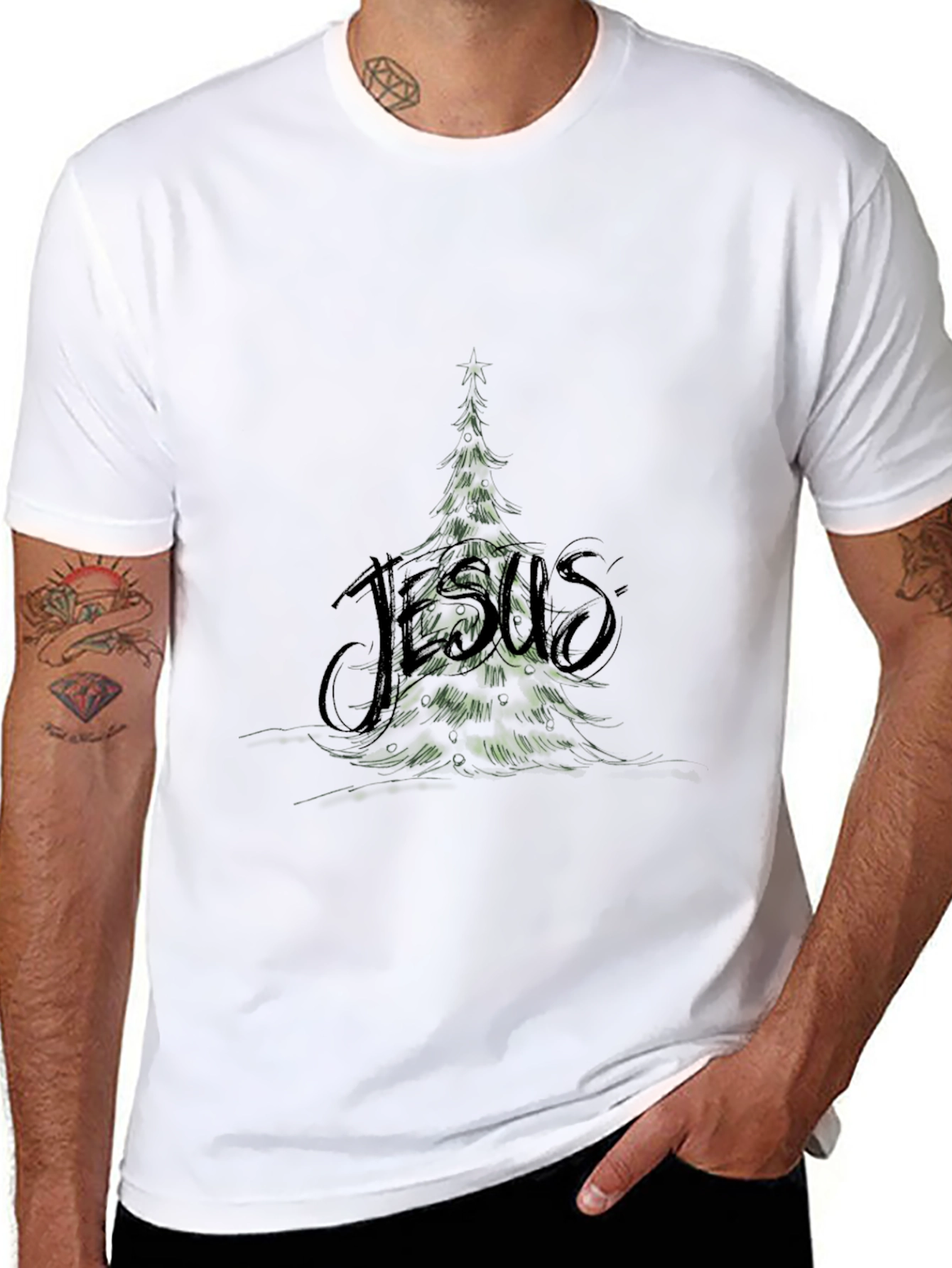 Jesus Christmas Tree Graphic T-Shirt