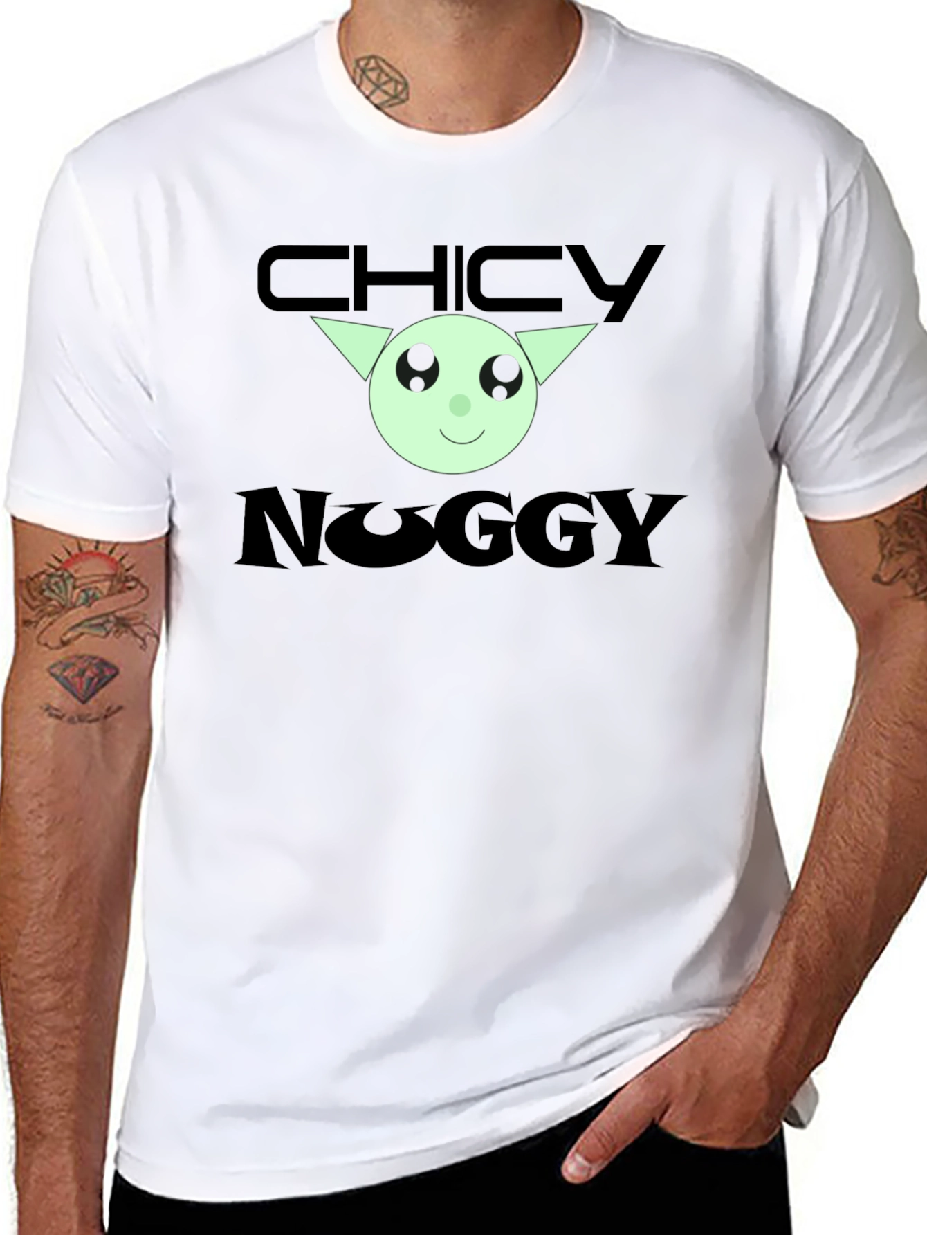 Chicky Noggy Graphic Tee - Black Cotton T-Shirt