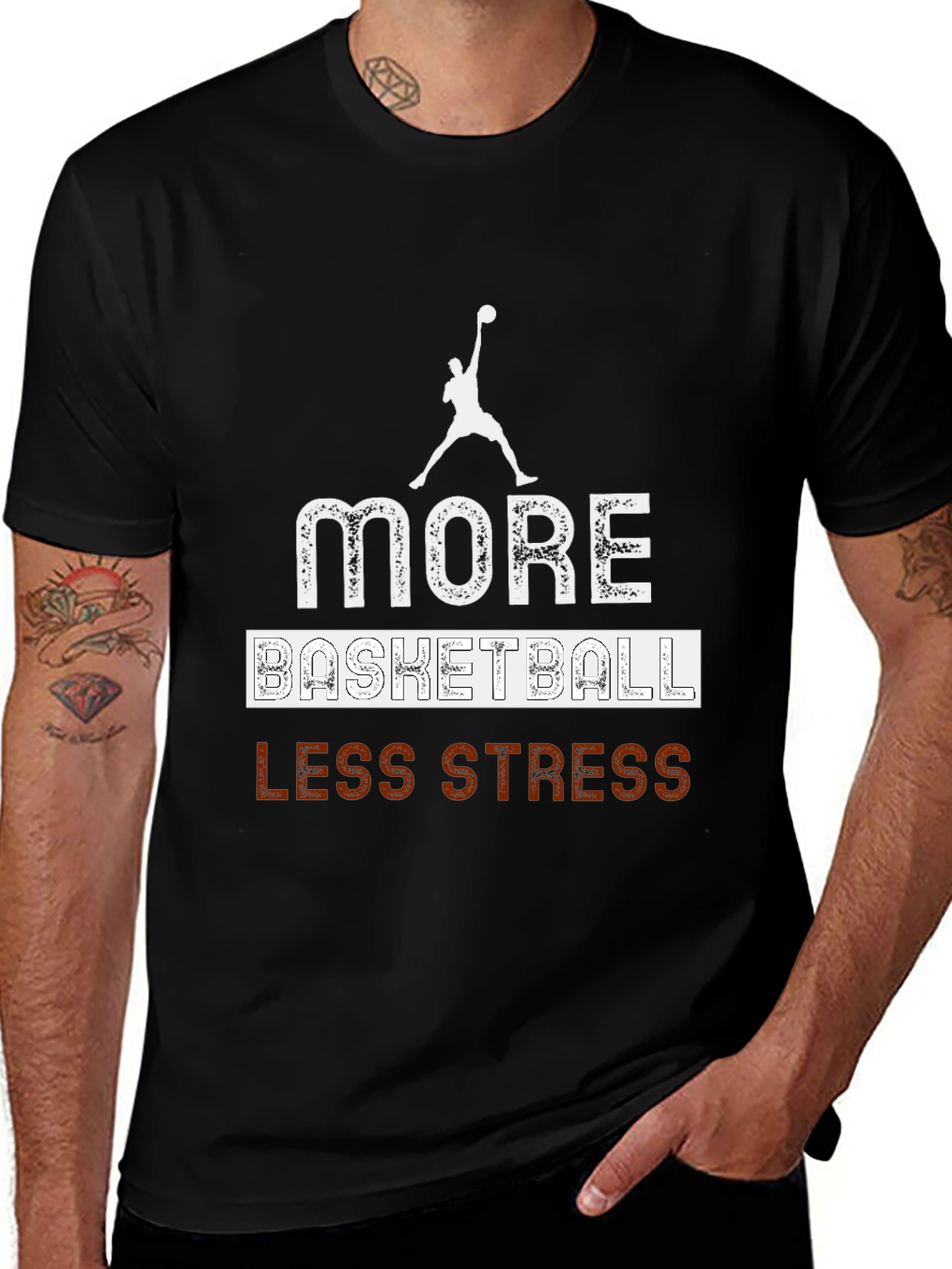 More Basketball Less Stress Graphic T-Shirt