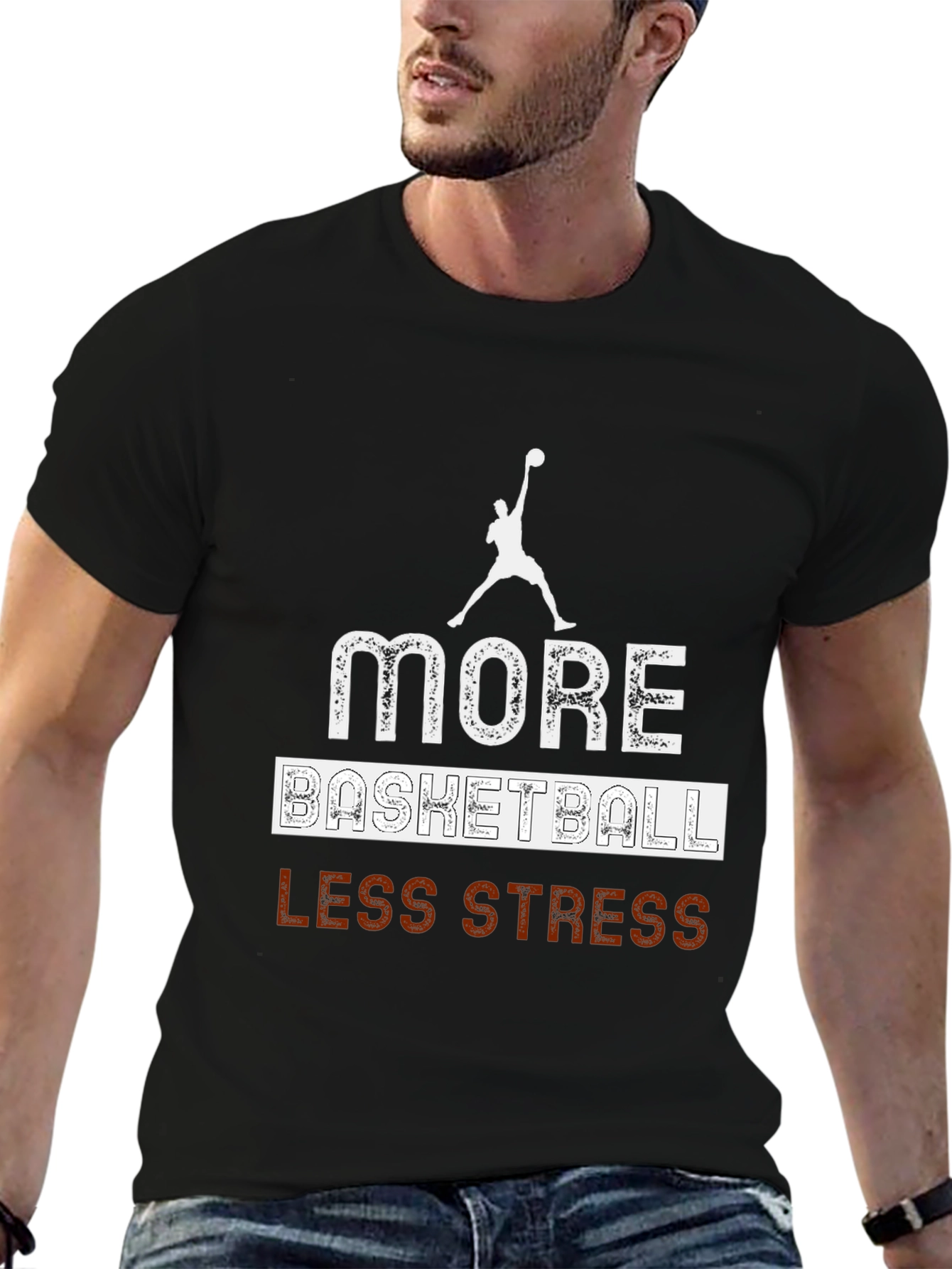 More Basketball Less Stress Graphic T-Shirt