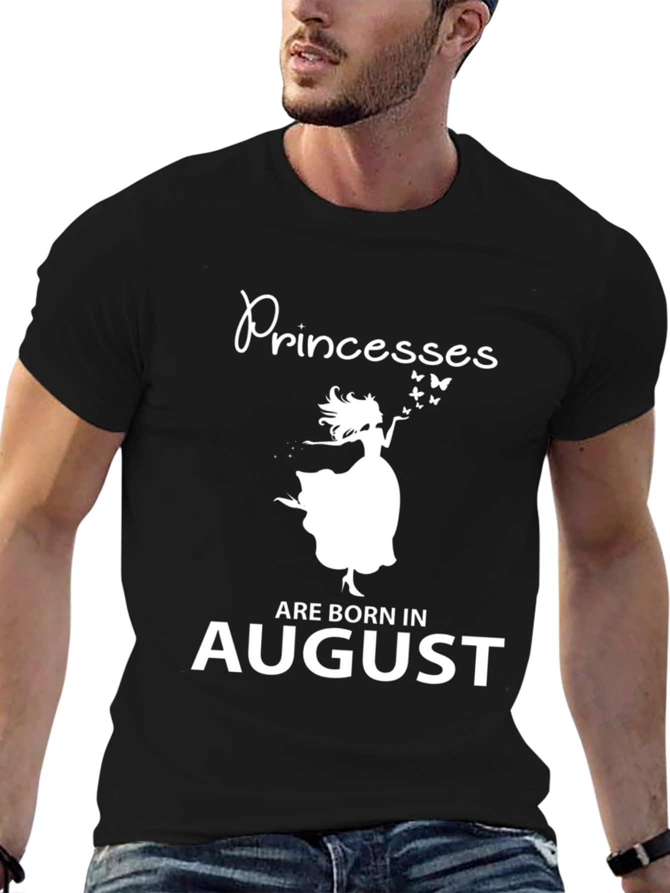 Princesses Born in August Black T-Shirt