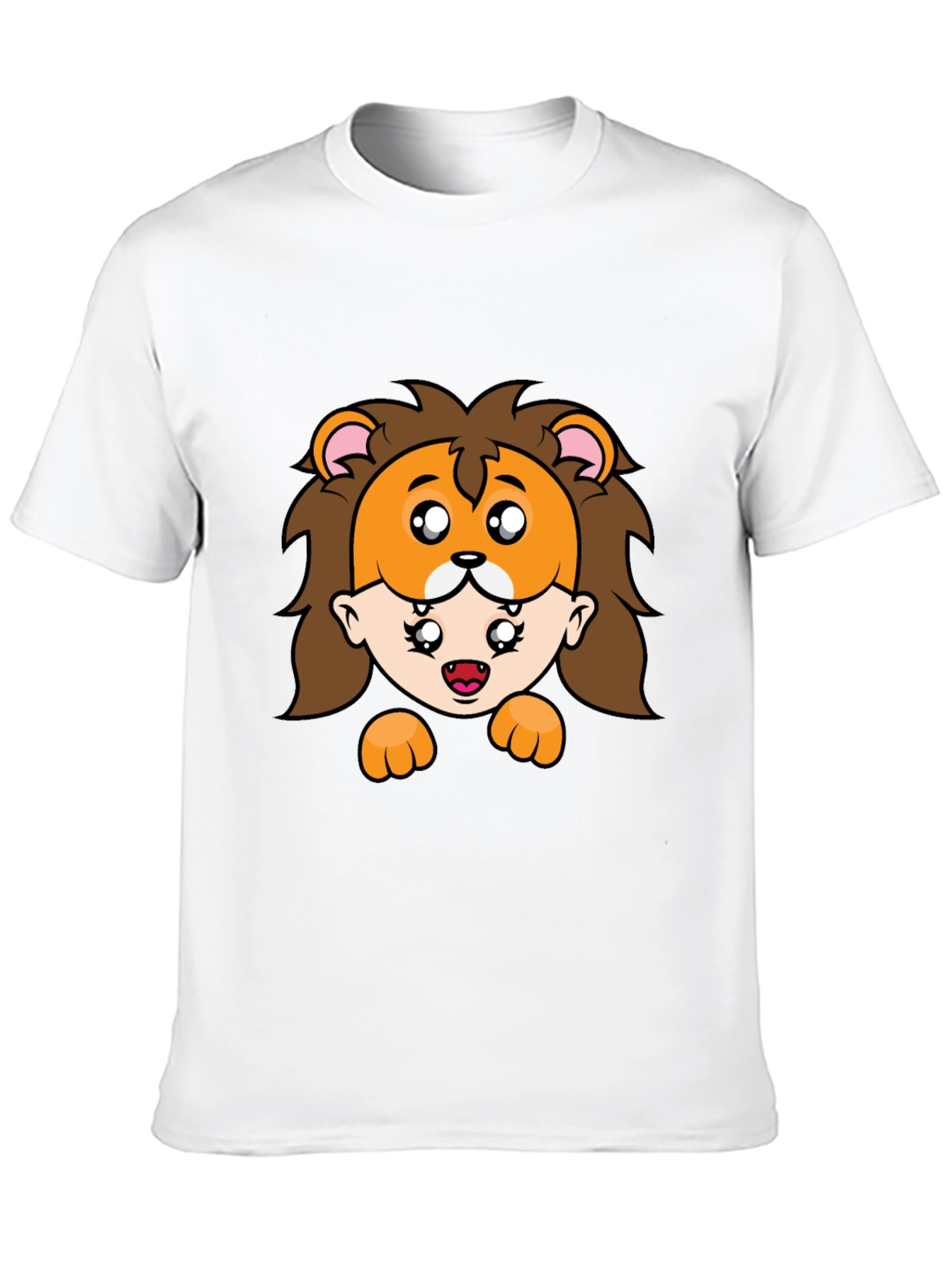 Lion Mask Cartoon Graphic Black T-Shirt