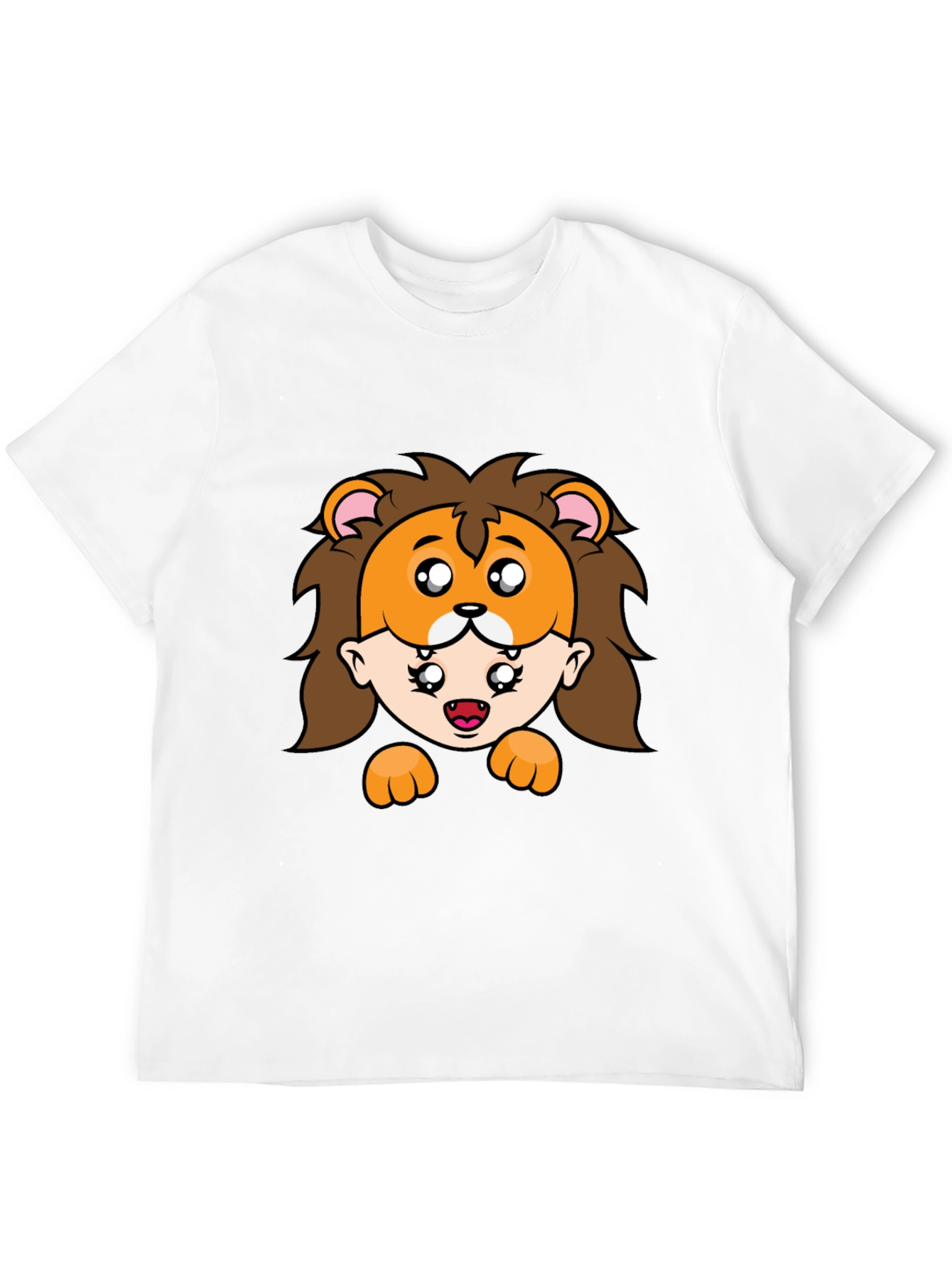 Lion Mask Cartoon Graphic Black T-Shirt
