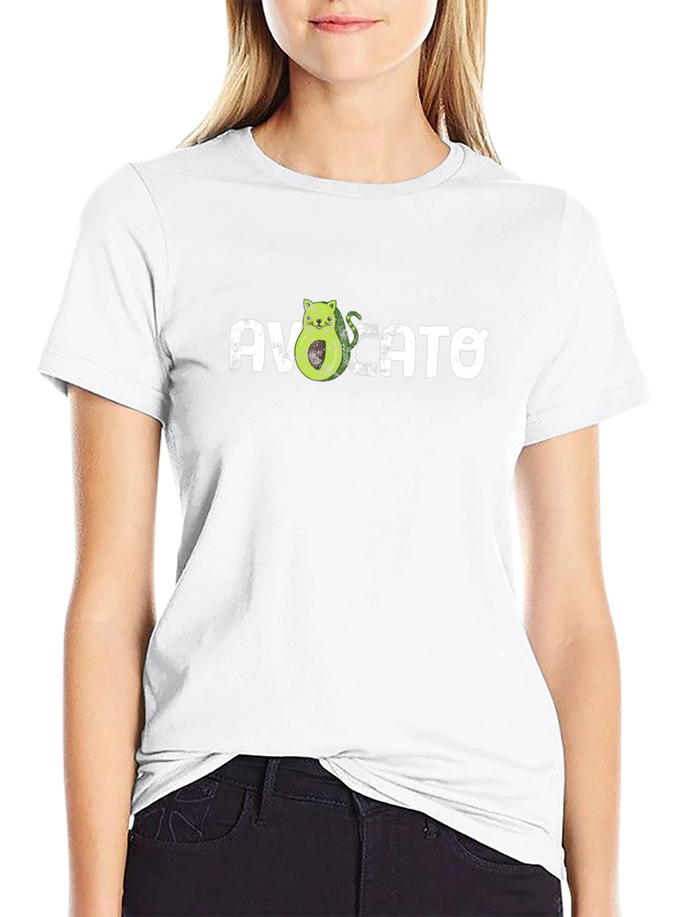 Avocato Pun Graphic T-Shirt - Cute Cat Avocado Tee