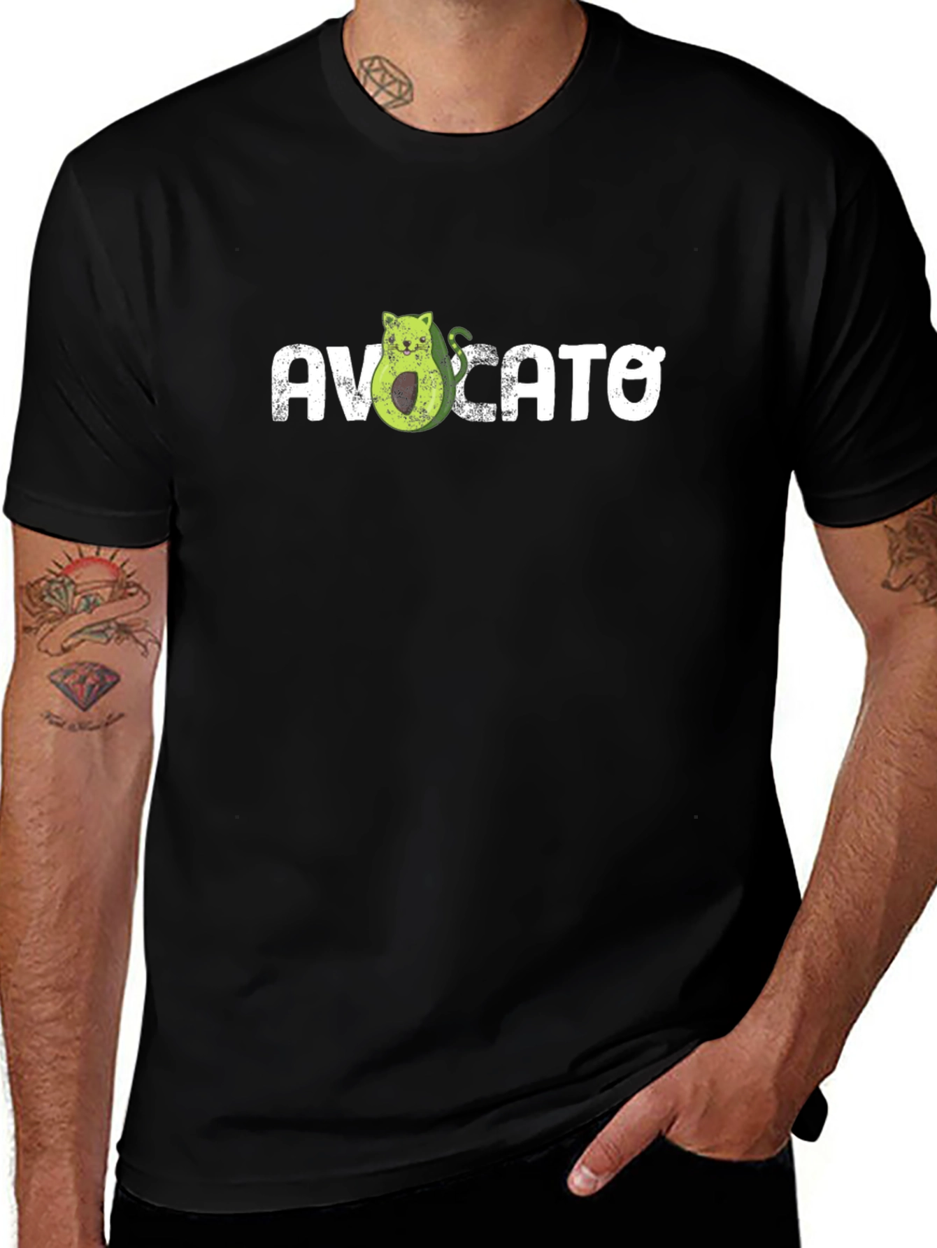 Avocato Pun Graphic T-Shirt - Cute Cat Avocado Tee