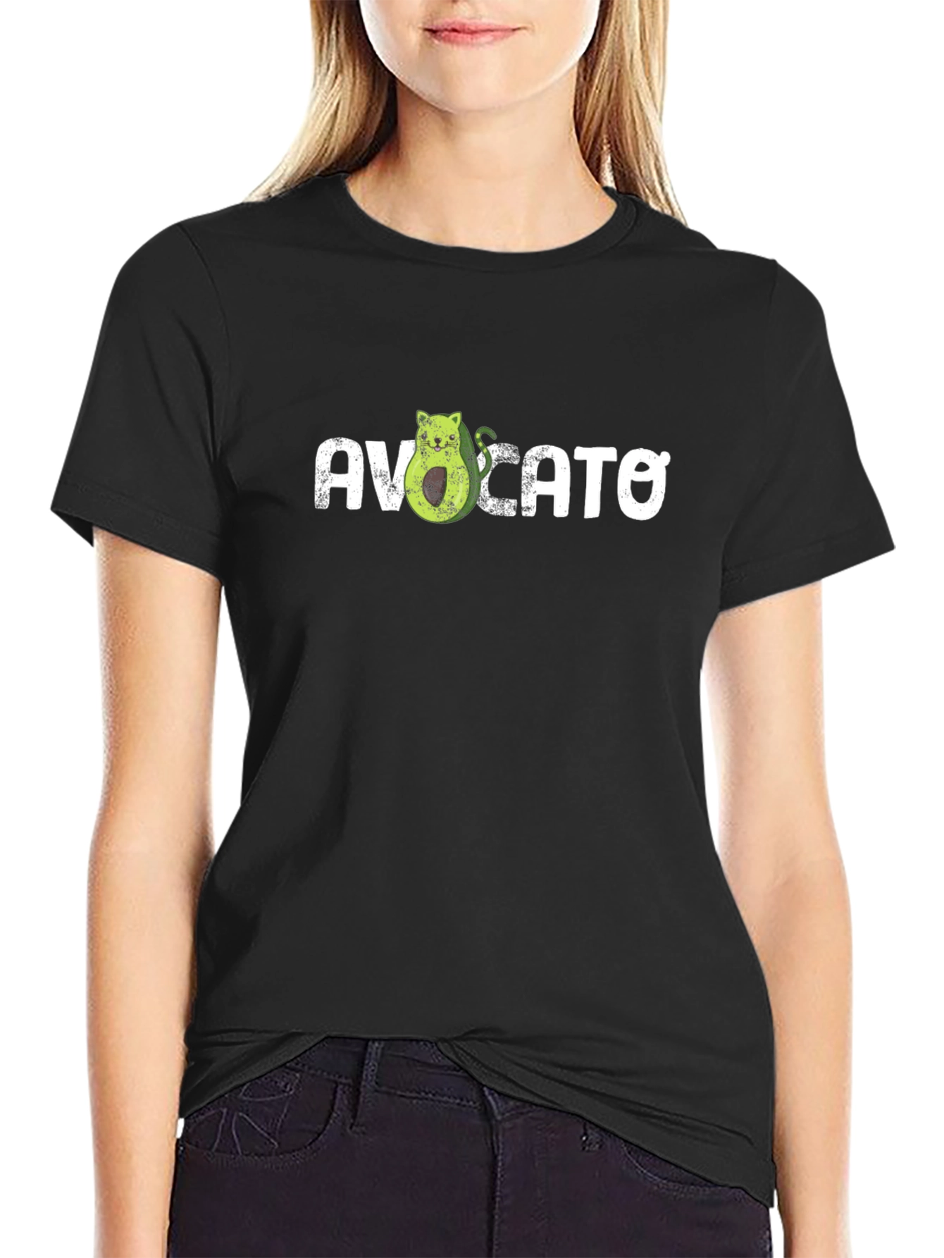 Avocato Pun Graphic T-Shirt - Cute Cat Avocado Tee