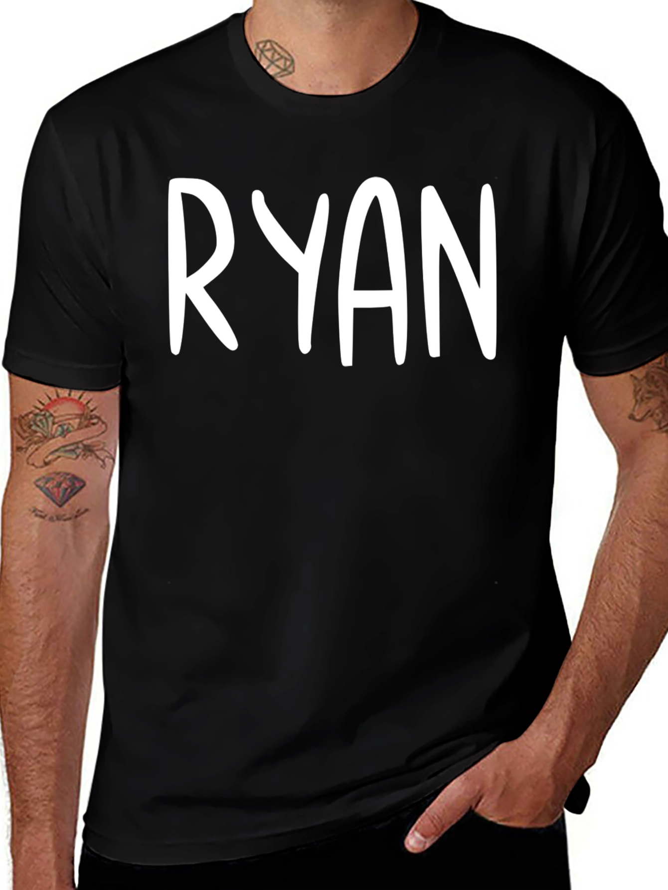 RYAN Custom Name Black T-Shirt