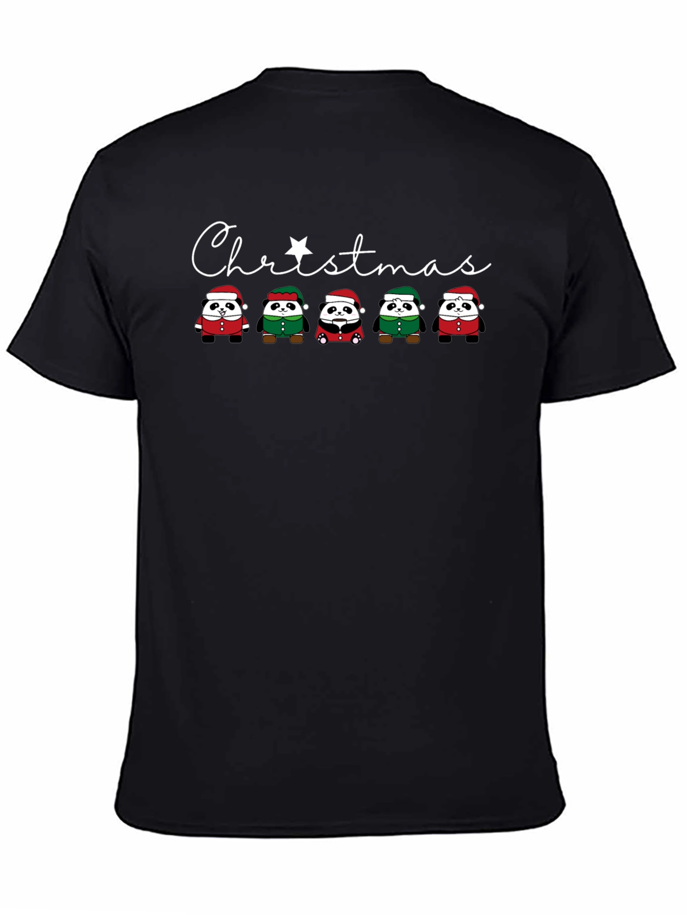 Christmas Panda Graphic Tee - Holiday Shirt