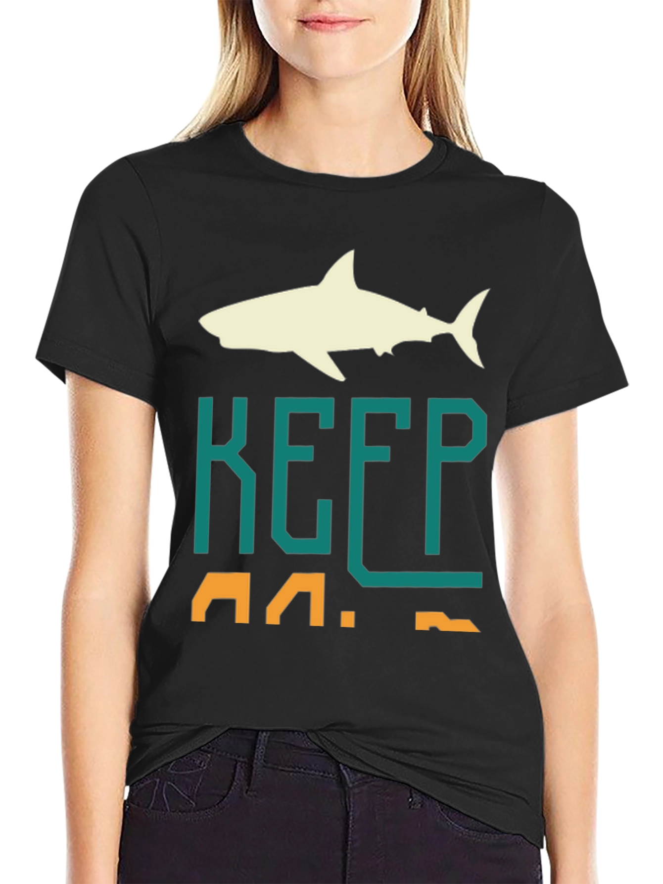 Keep Calm Shark Graphic Mens Tee