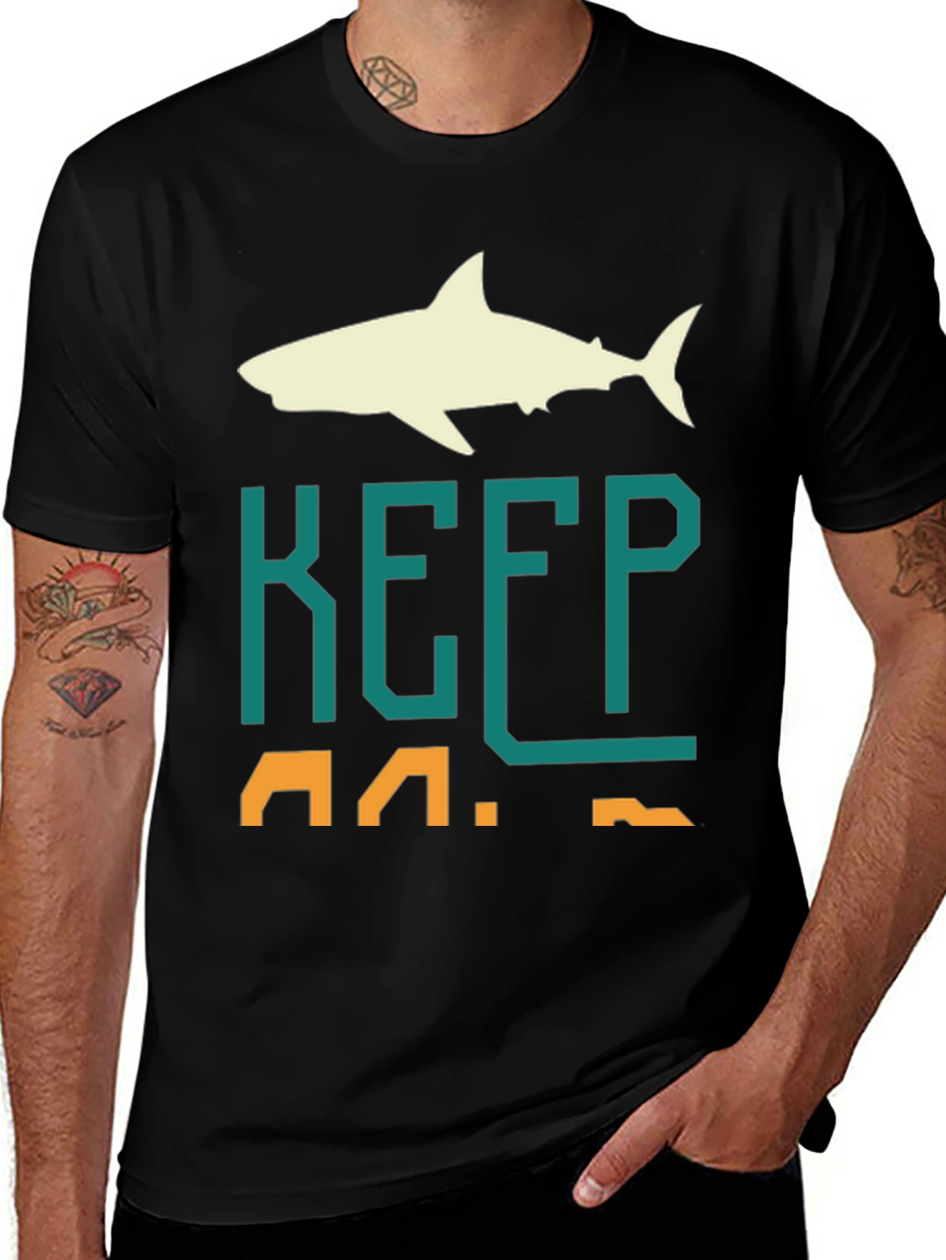Keep Calm Shark Graphic Mens Tee