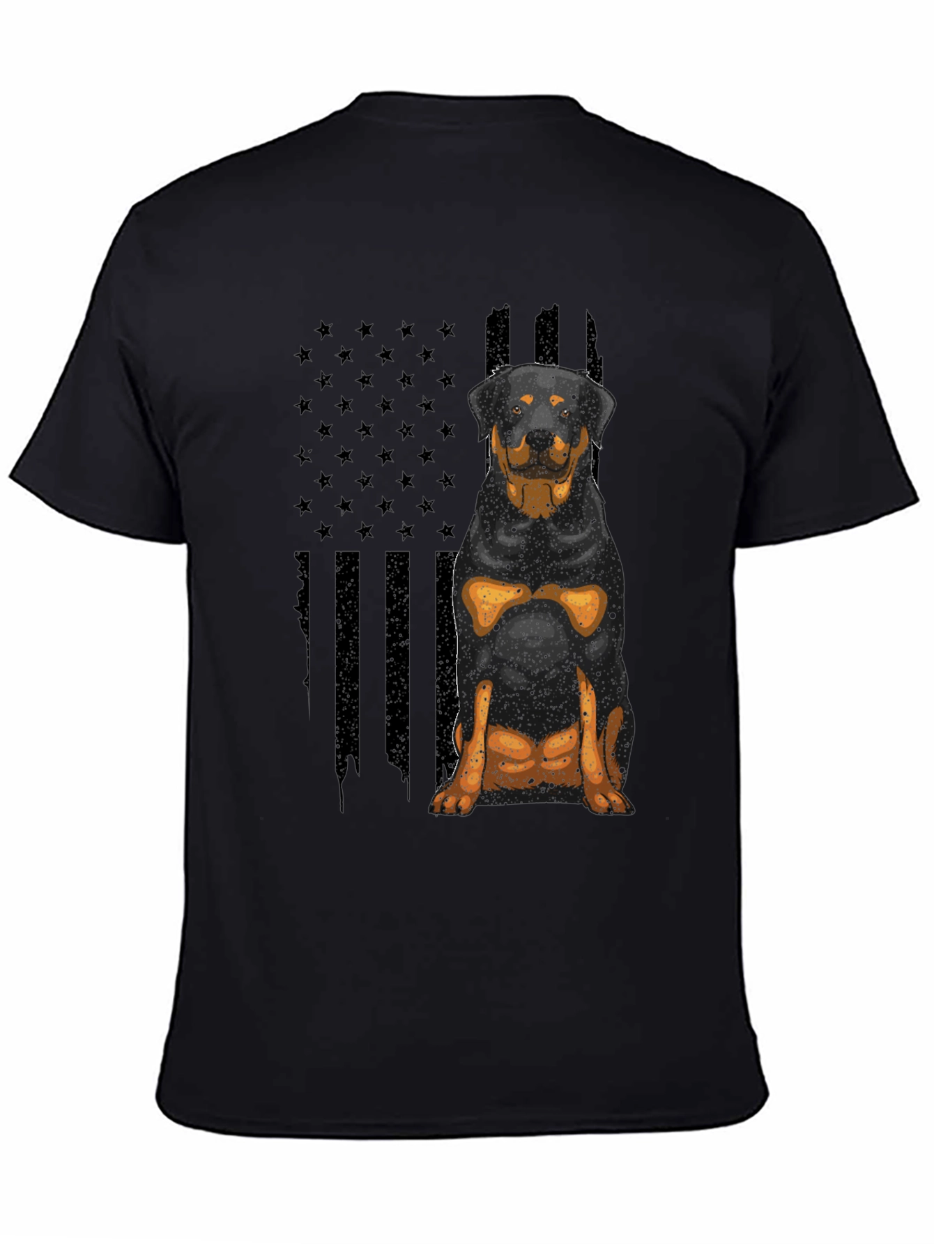 Rottweiler American Flag Mens Black T-Shirt