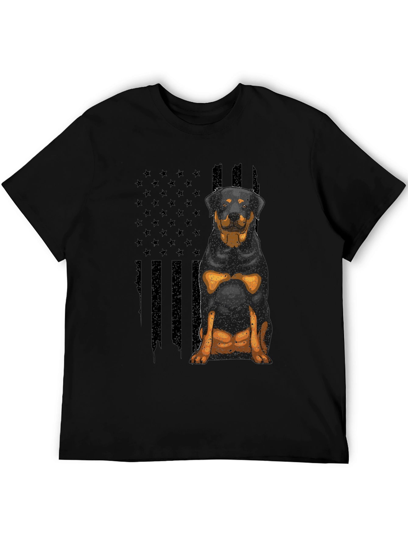 Rottweiler American Flag Mens Black T-Shirt