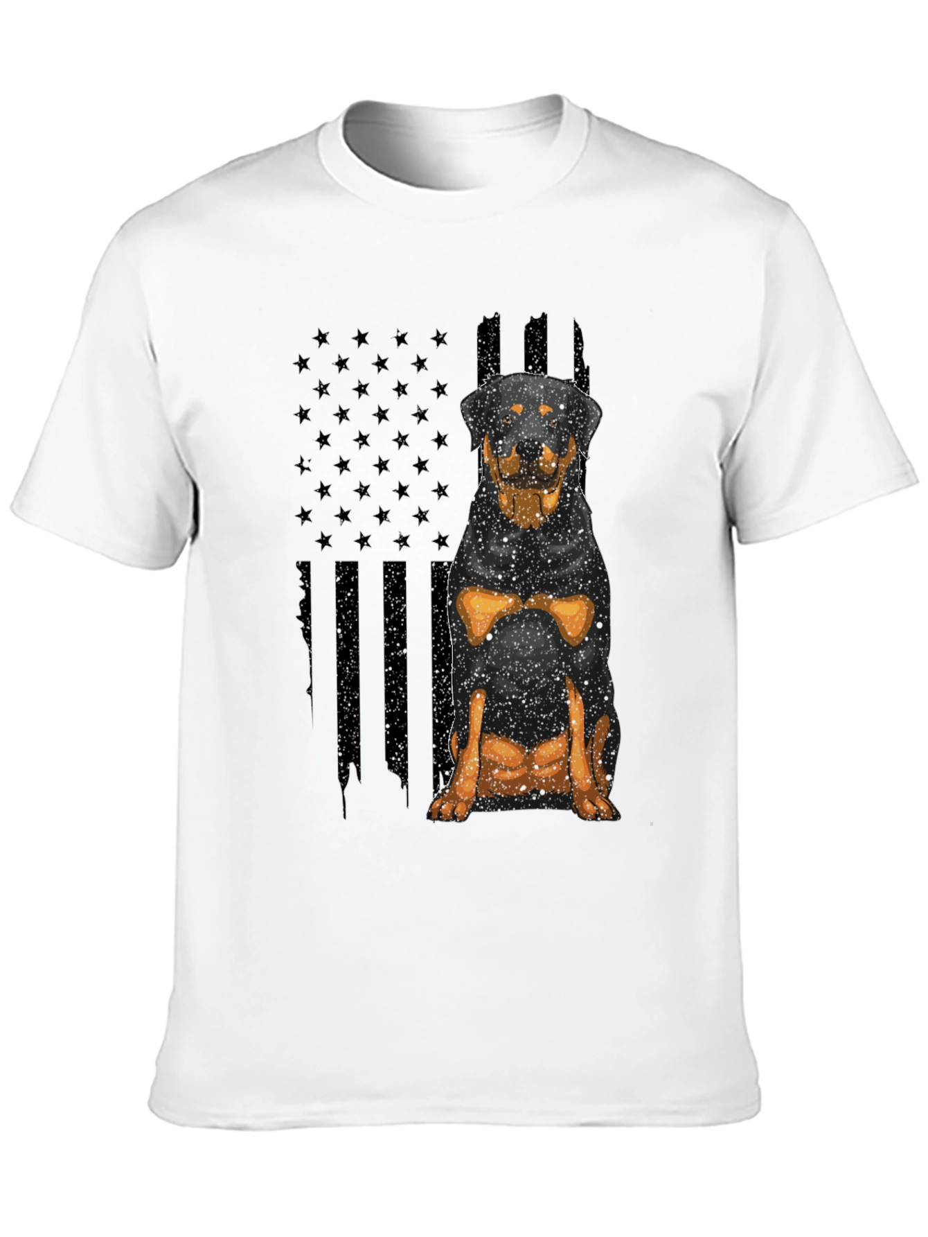 Rottweiler American Flag Mens Black T-Shirt