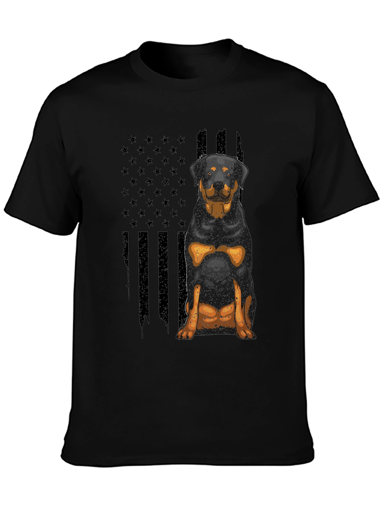 Rottweiler American Flag Mens Black T-Shirt