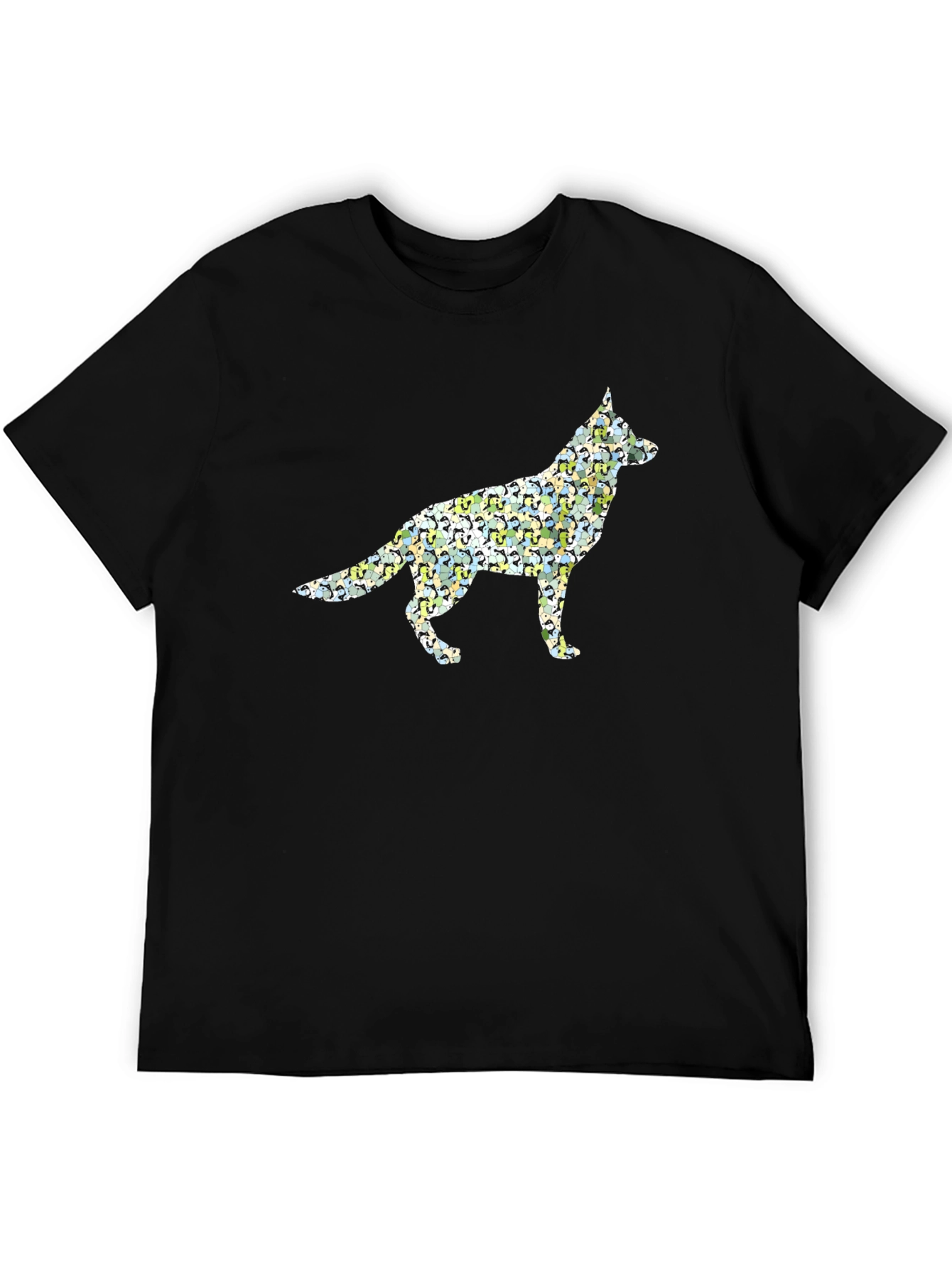 German Shepherd Dog Graphic Print Black T-Shirt