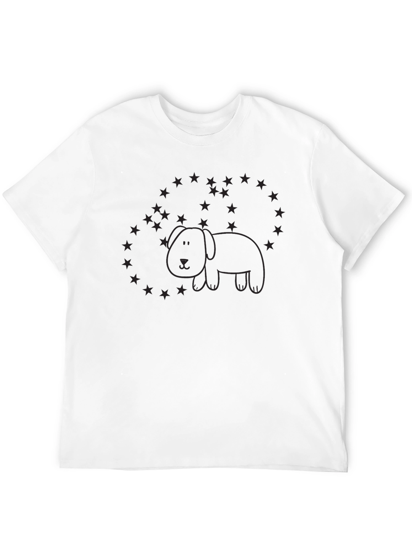 Cute Dog Star Circle Graphic T-Shirt