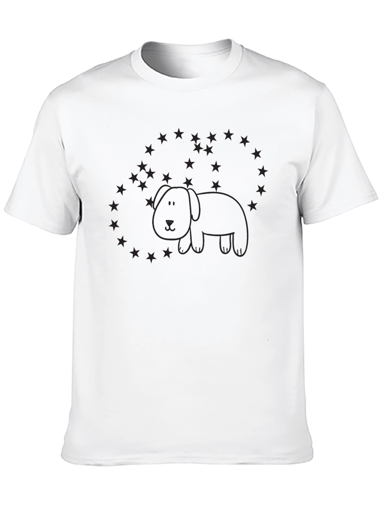 Cute Dog Star Circle Graphic T-Shirt