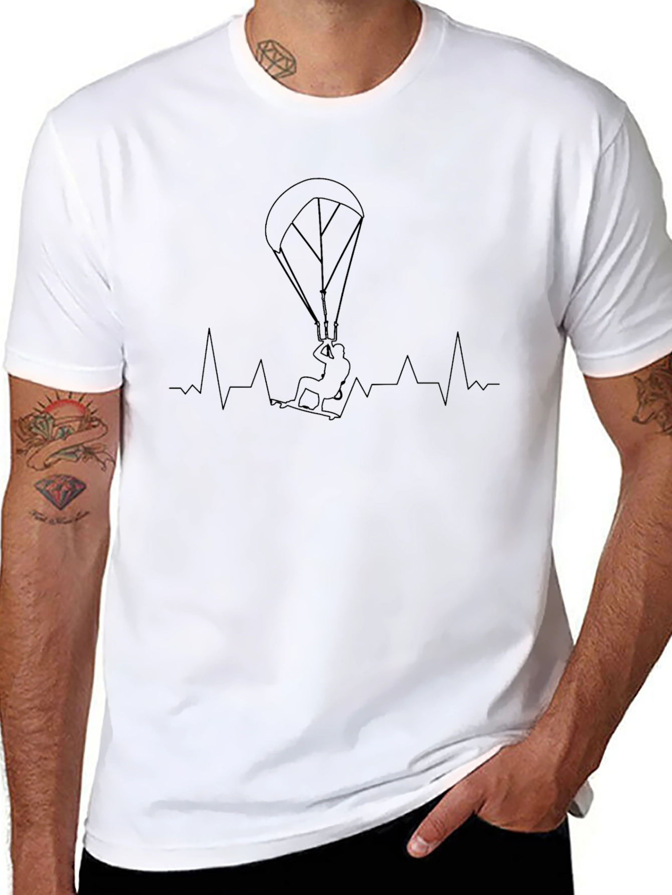 Kiteboarding Heartbeat Black T-Shirt
