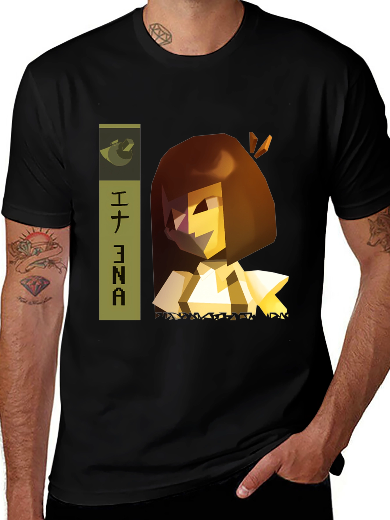 Ena Anime Character Black Graphic Tee