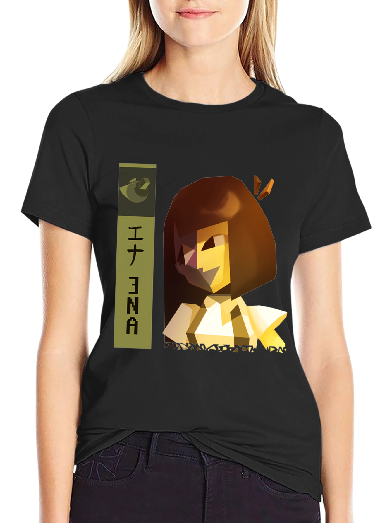 Ena Anime Character Black Graphic Tee
