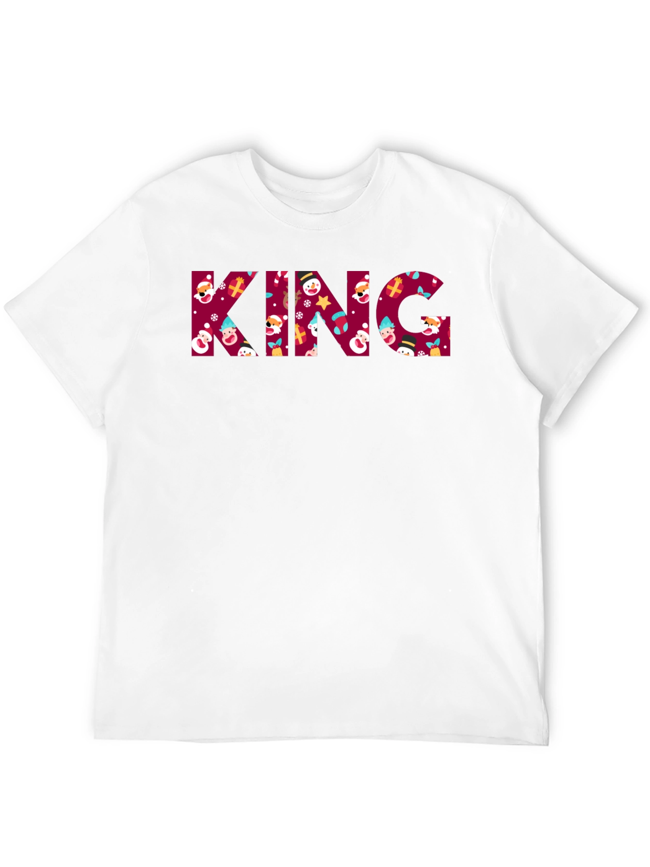 Festive Christmas King Graphic Tee - Holiday Season Apparel