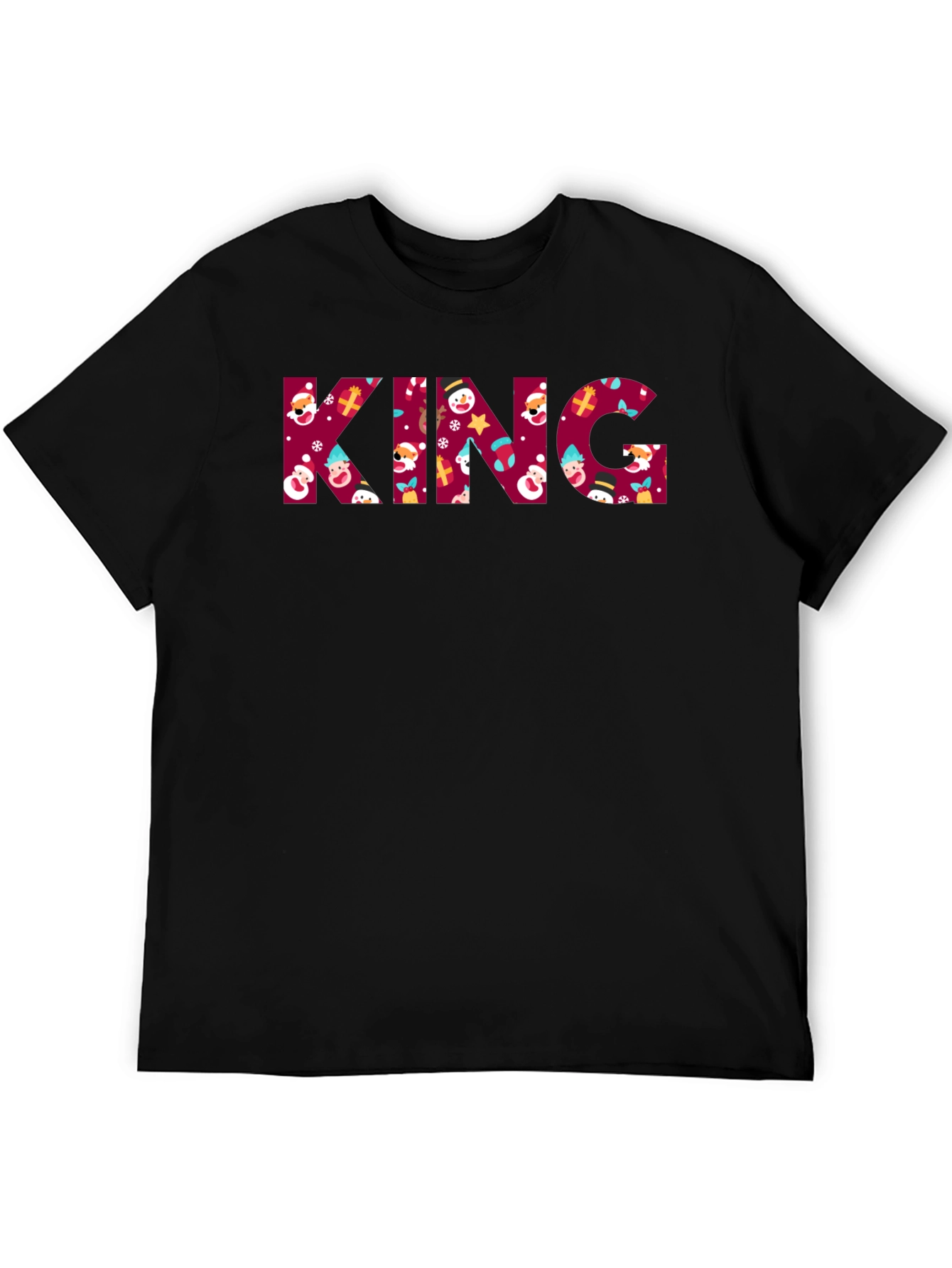 Festive Christmas King Graphic Tee - Holiday Season Apparel