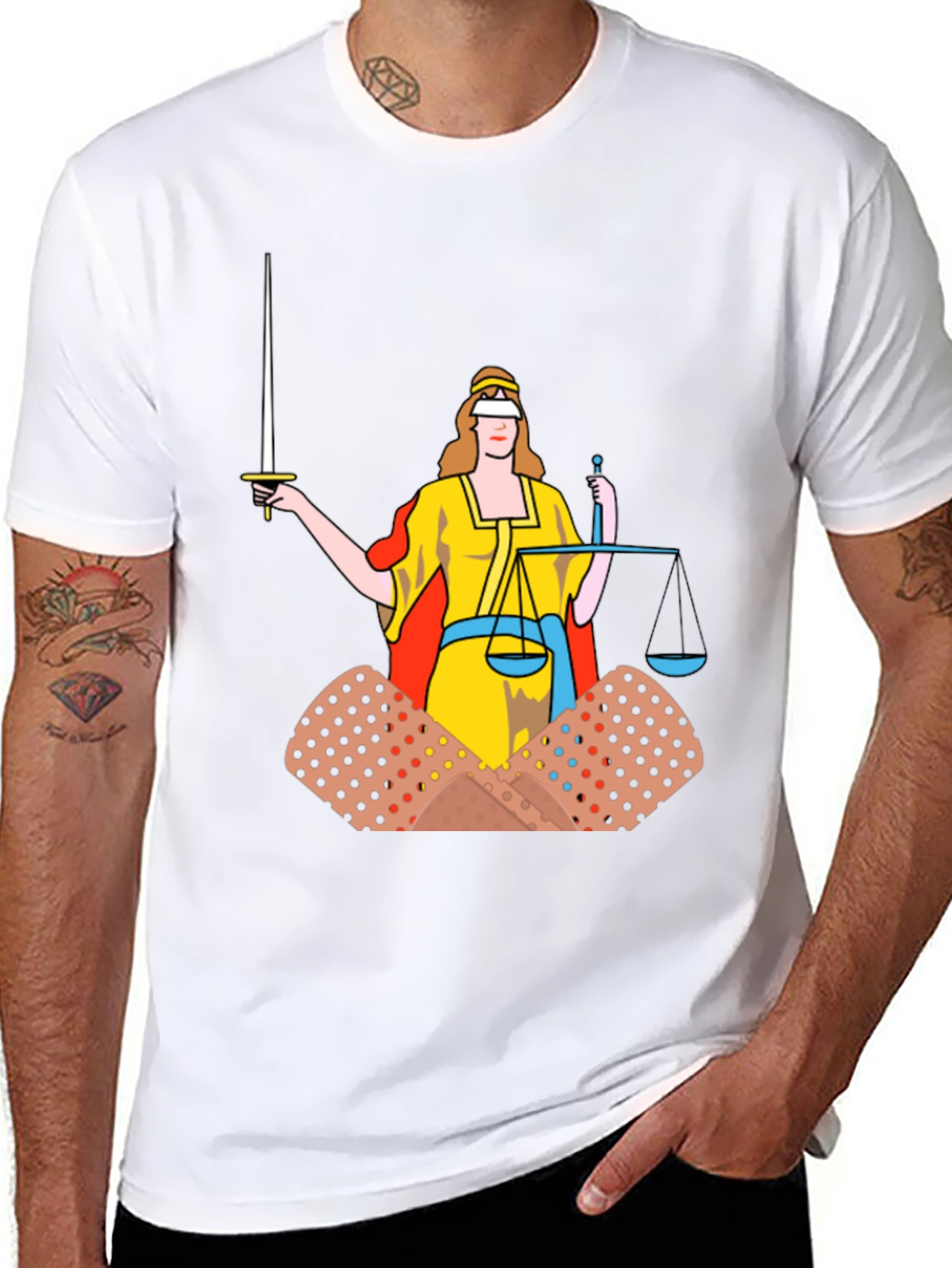 Justice T-Shirt: Bandage Edition Black Cotton Tee