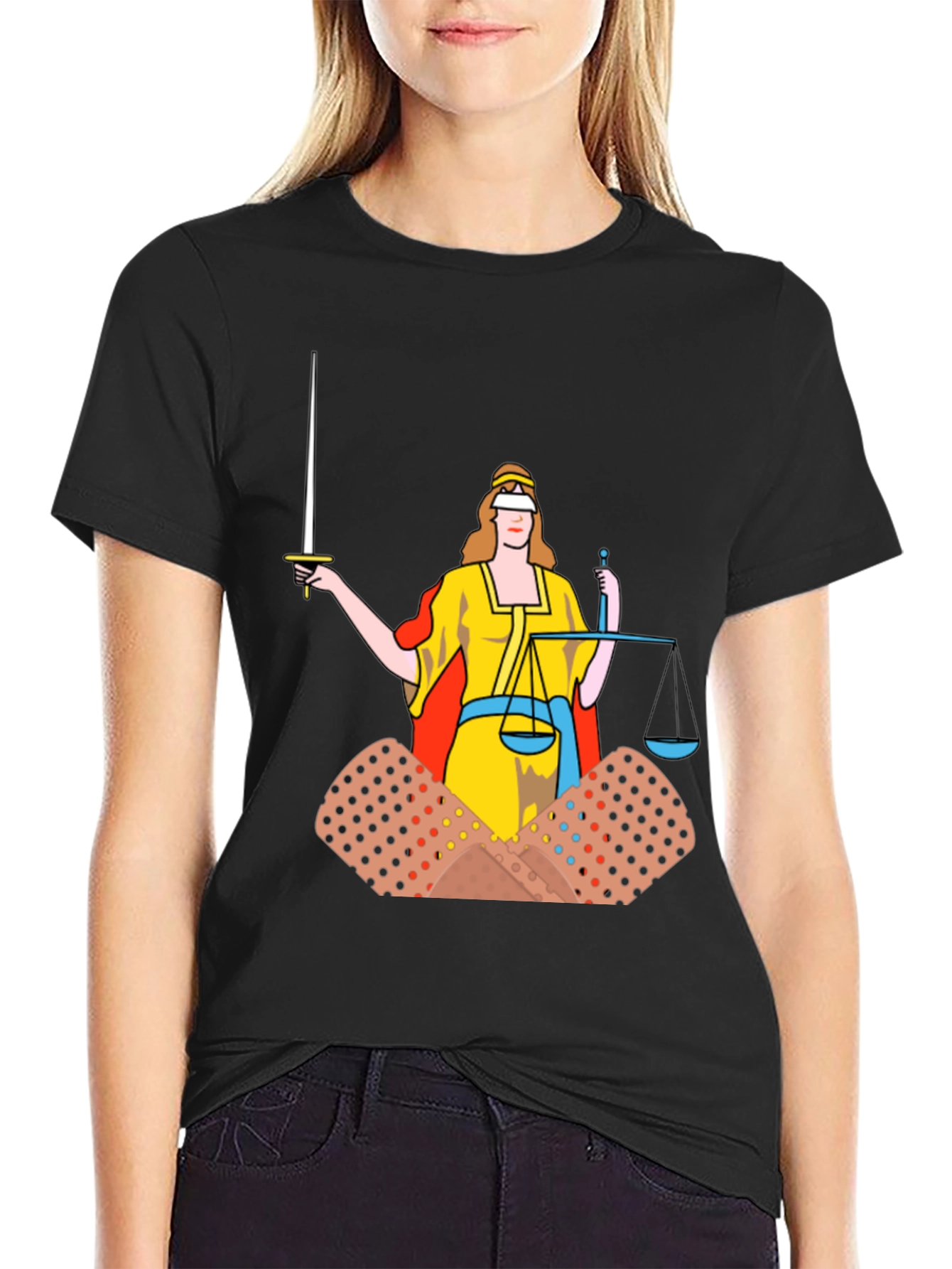 Justice T-Shirt: Bandage Edition Black Cotton Tee