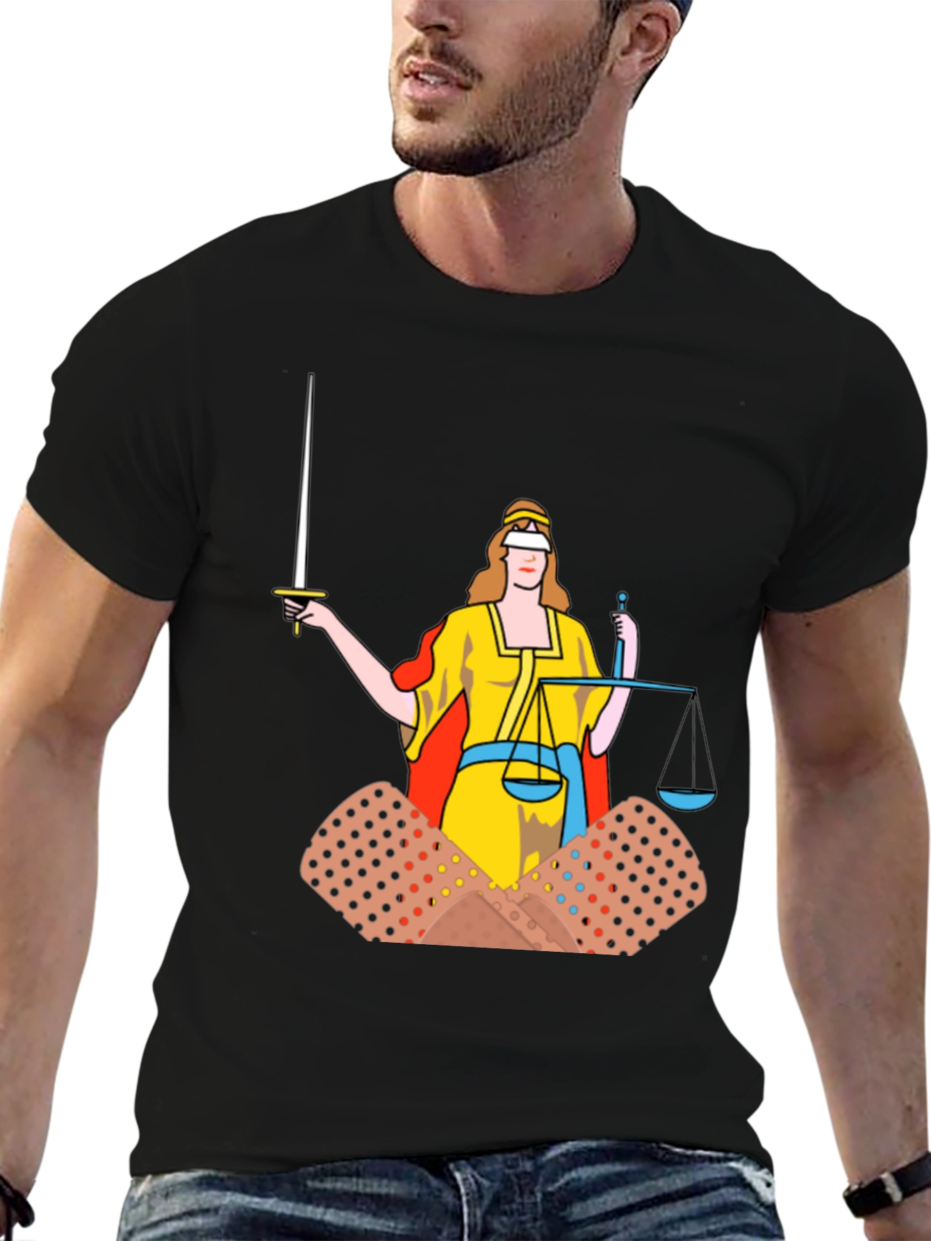 Justice T-Shirt: Bandage Edition Black Cotton Tee