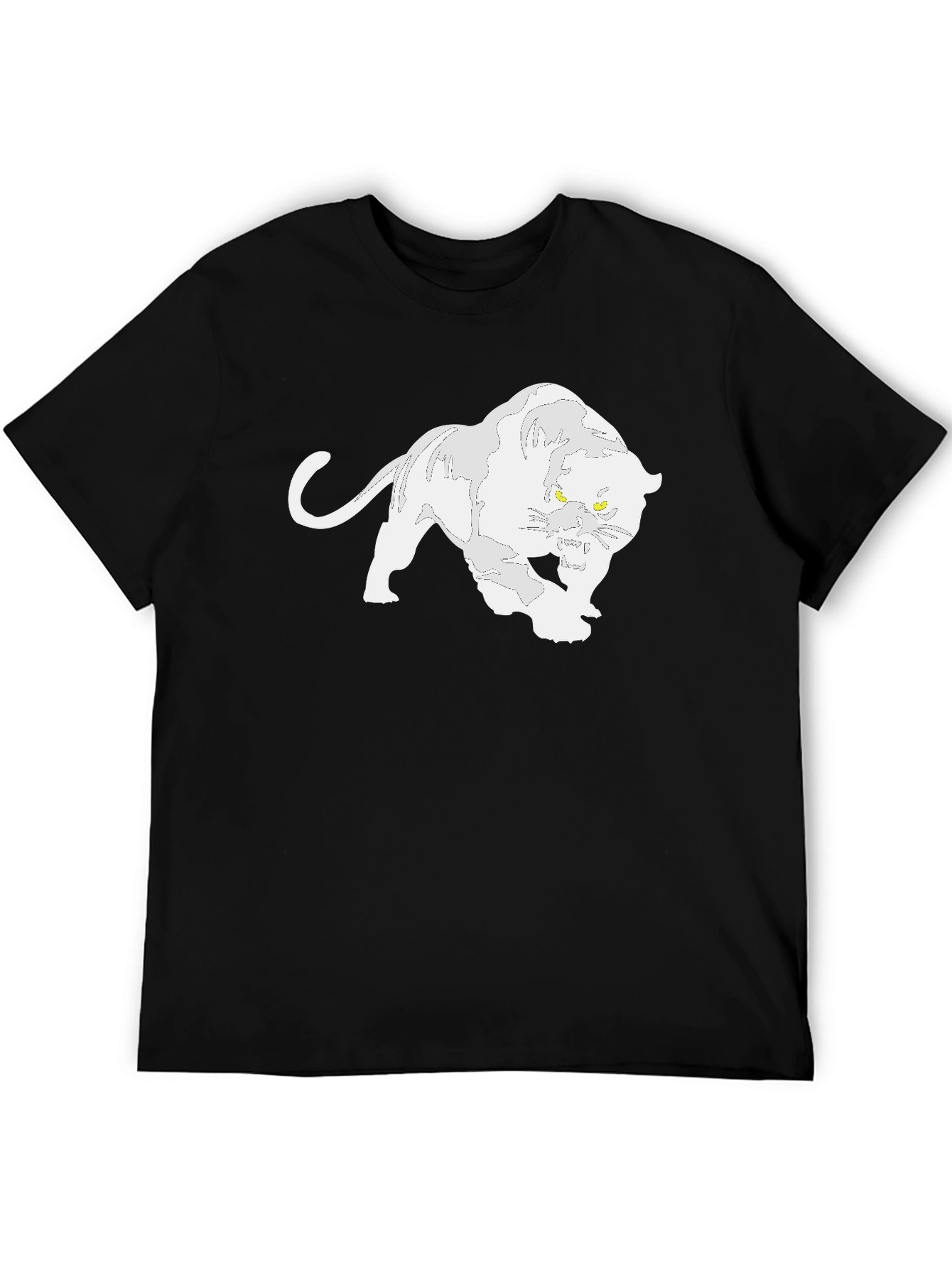 Black T-Shirt with White Panther Graphic