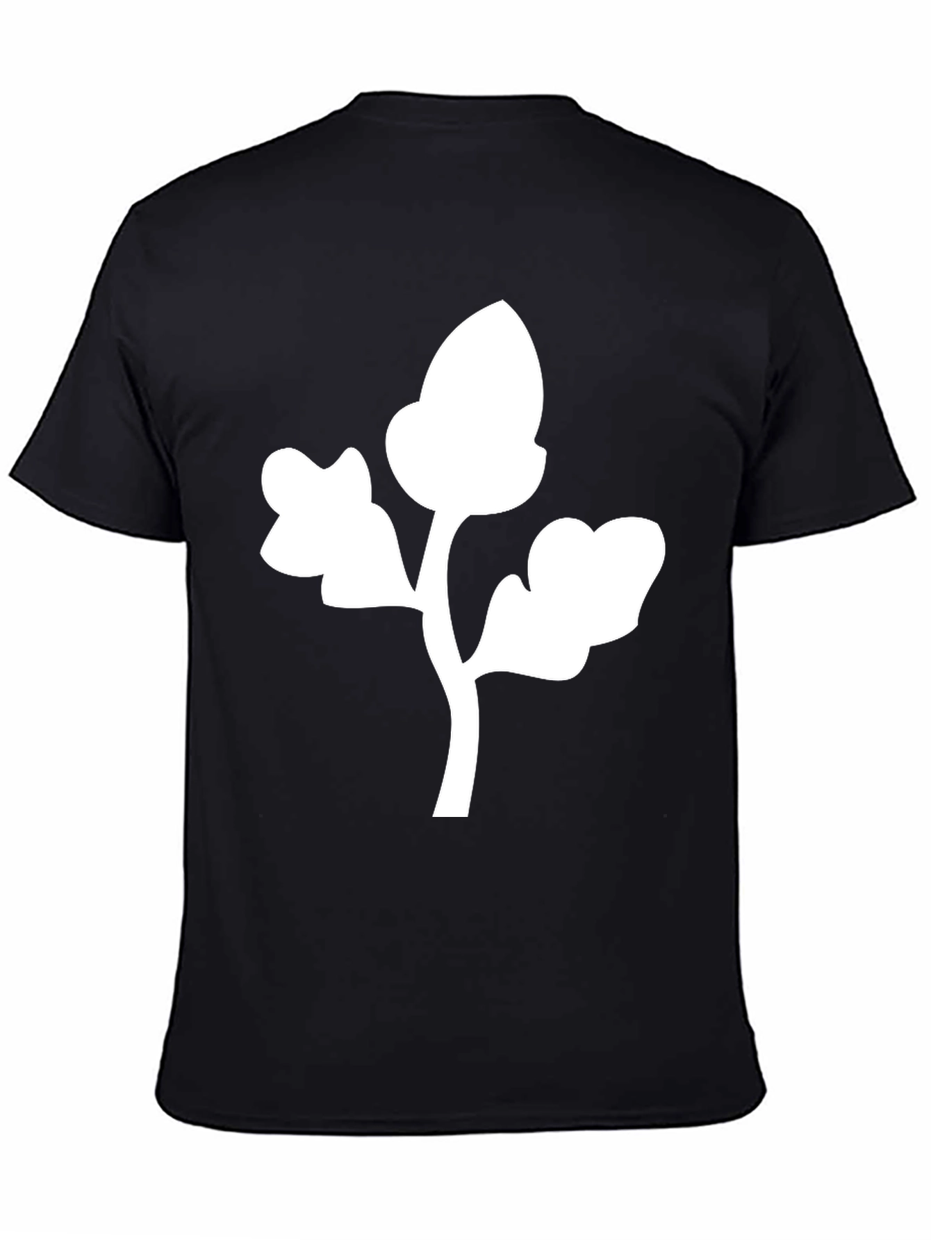 Black T-Shirt with White Oak Leaf Graphic