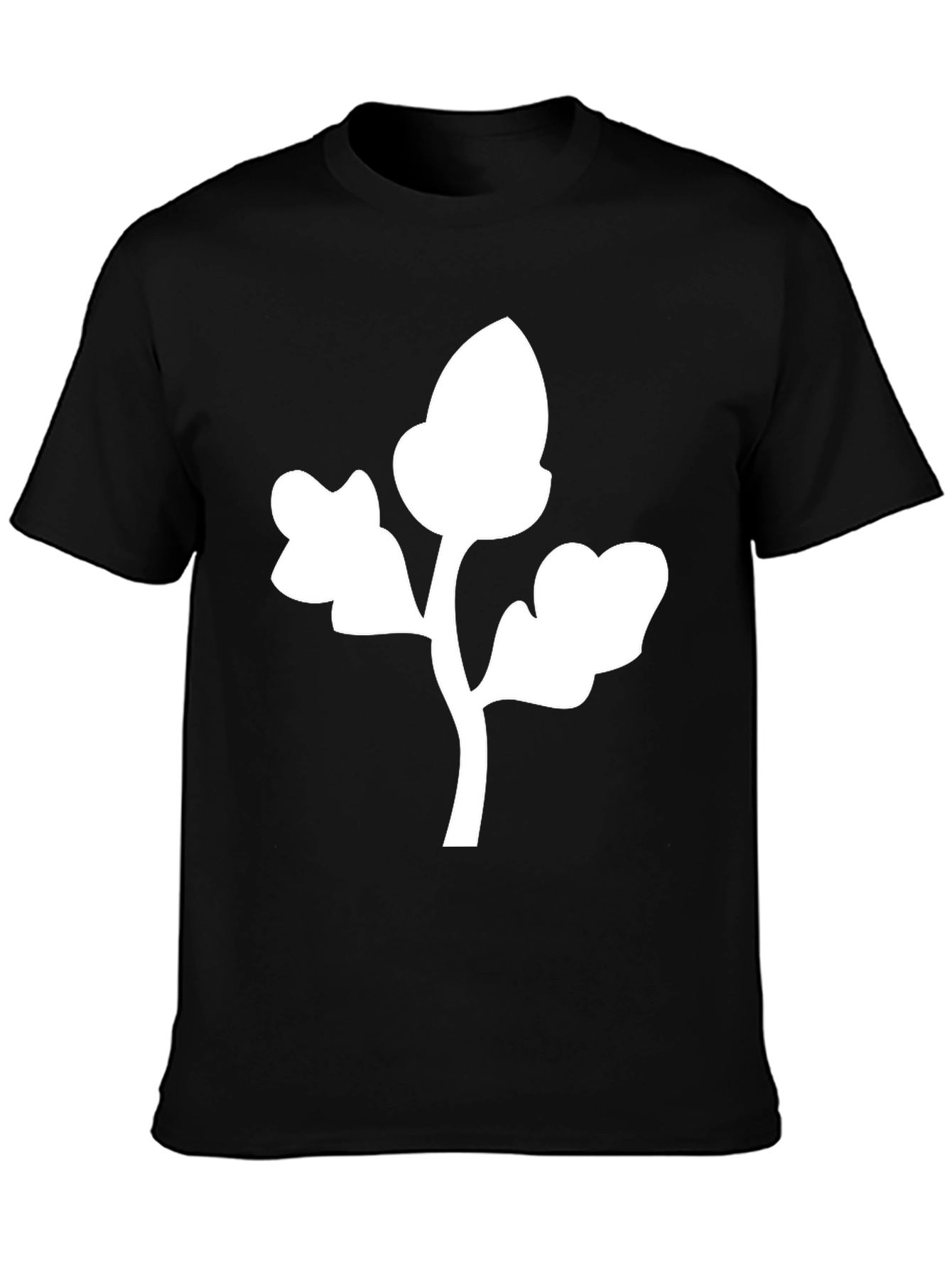 Black T-Shirt with White Oak Leaf Graphic