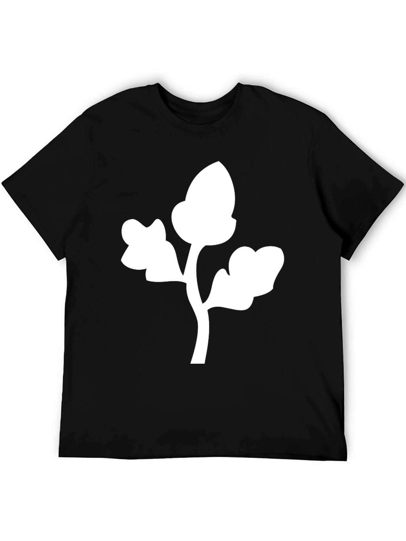 Black T-Shirt with White Oak Leaf Graphic