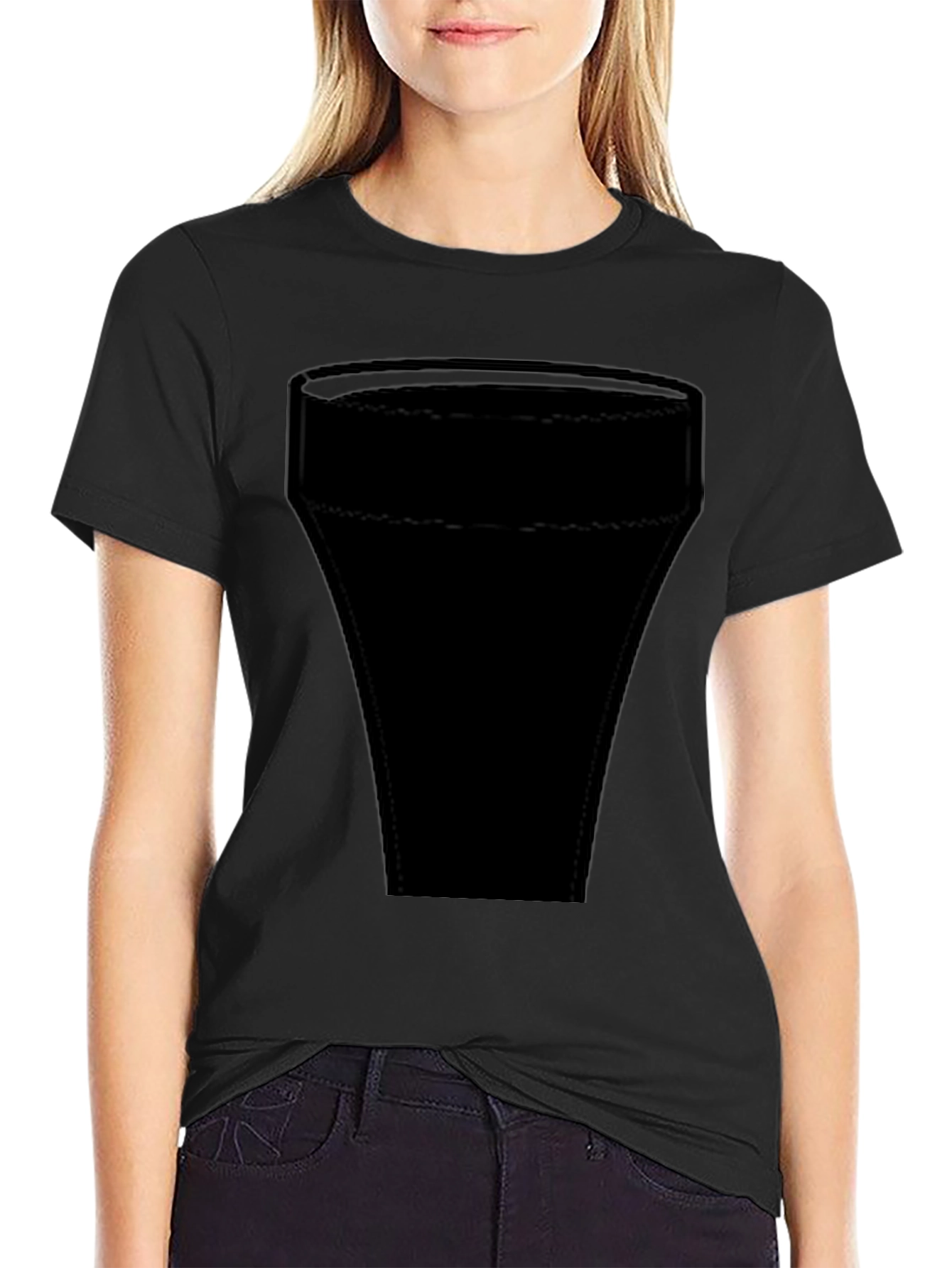 Mens Solid Black Short Sleeve Graphic T-Shirt
